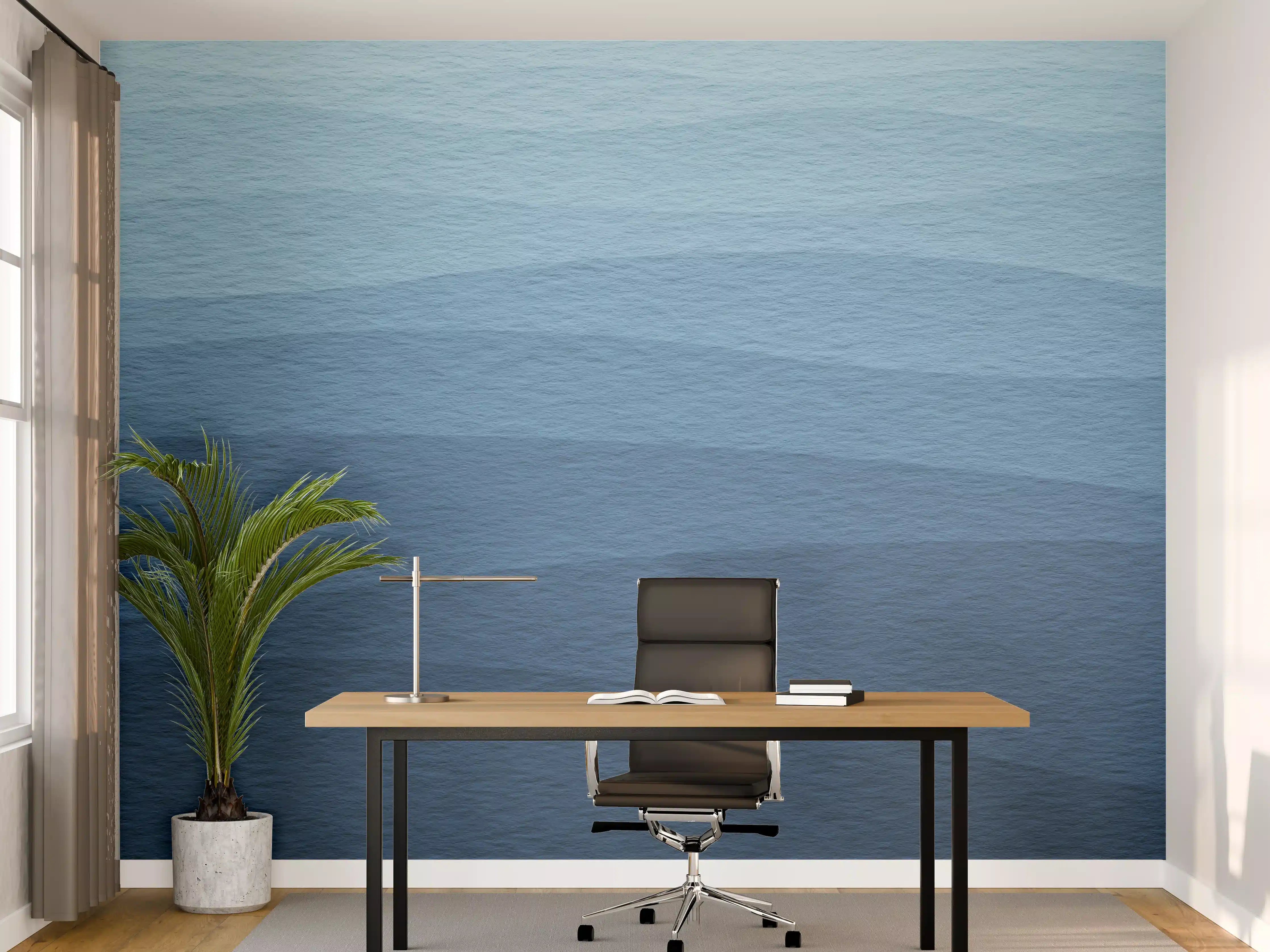 Büro Wandgestaltung - Beruhigende Blau-Gradient-Wellen-Textur