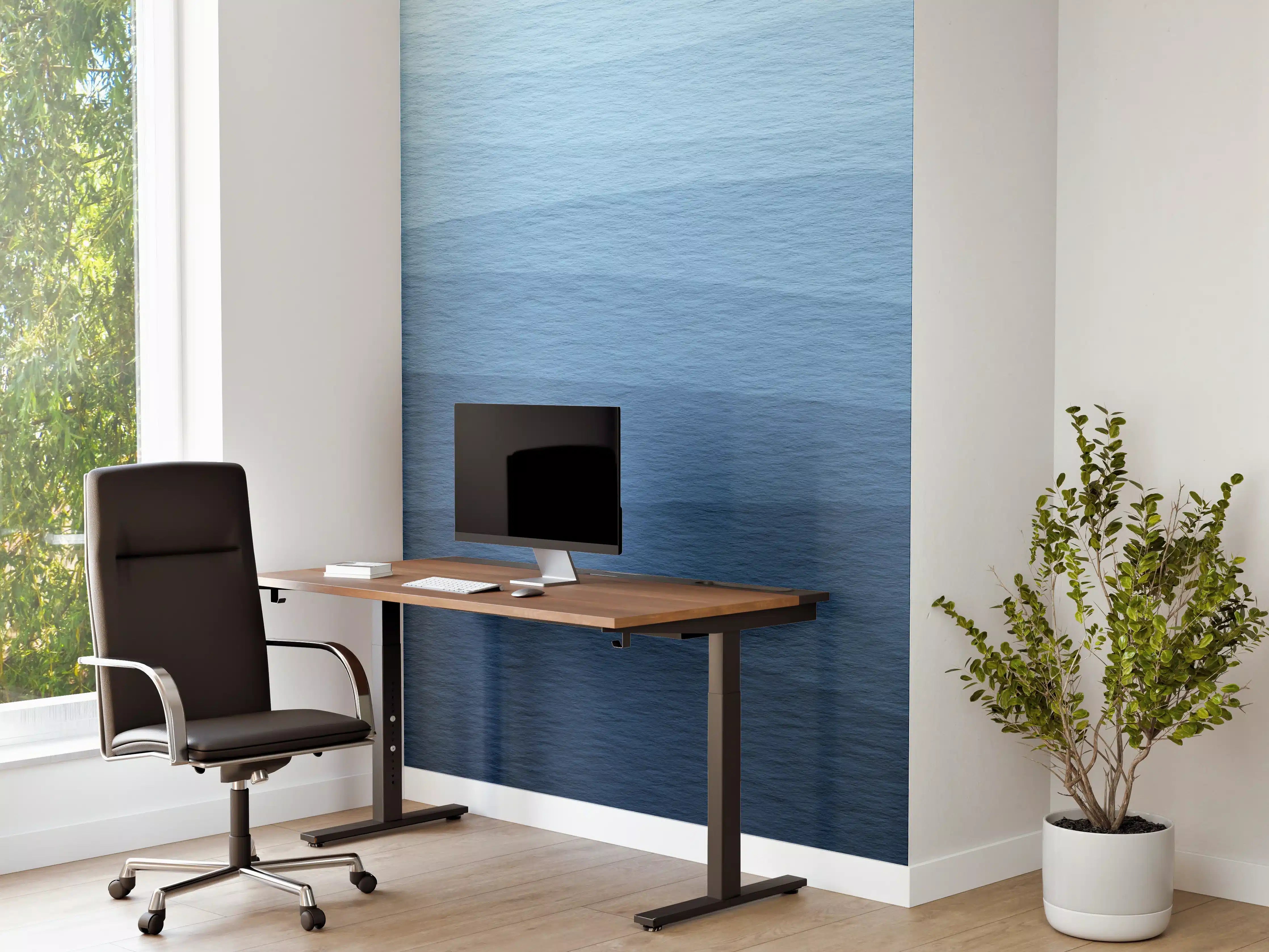 Büro Wandgestaltung - Beruhigende Blau-Gradient-Wellen-Textur