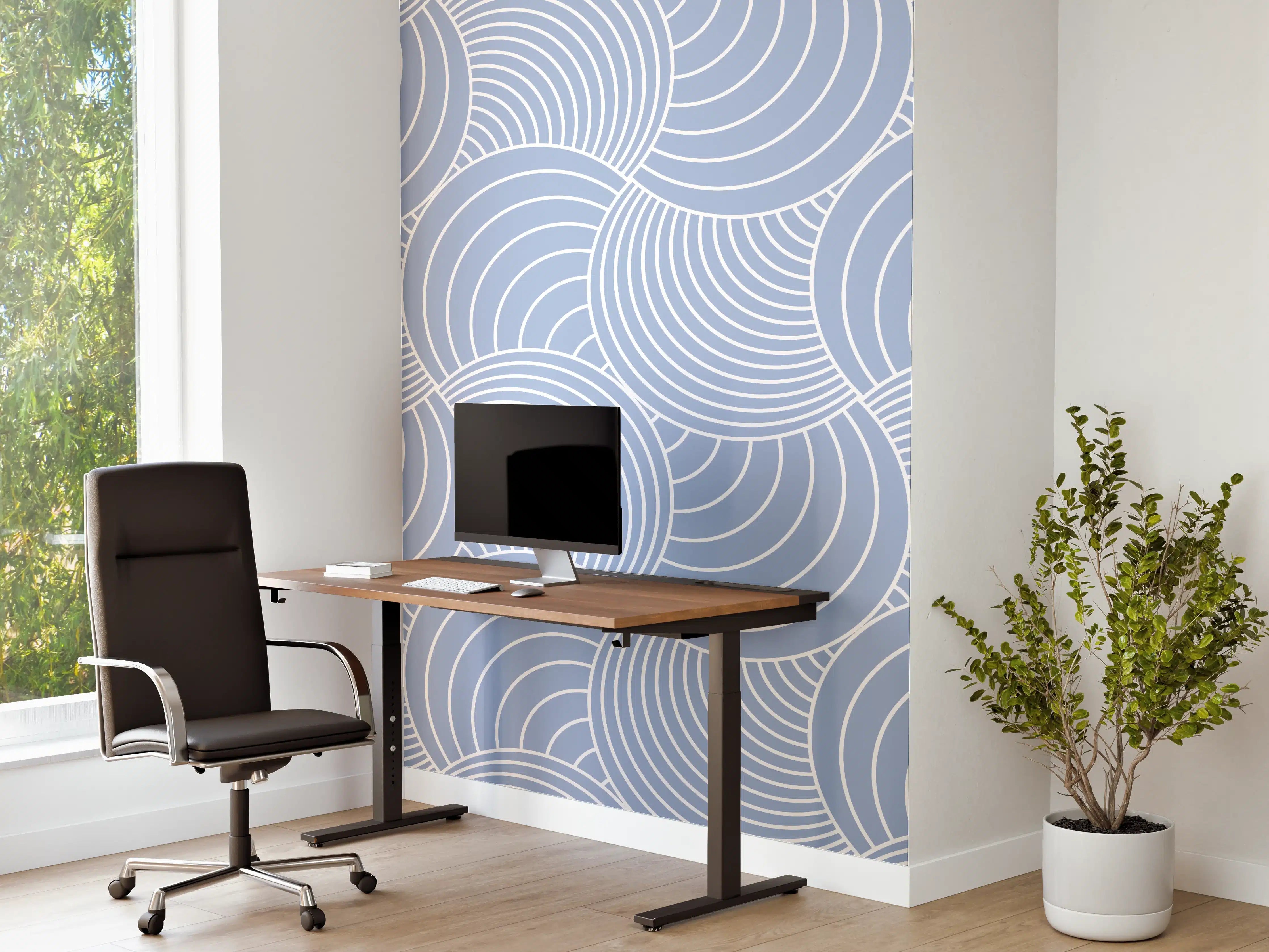 Büro Wandgestaltung - Beruhigendes Blau-Wellendes Design