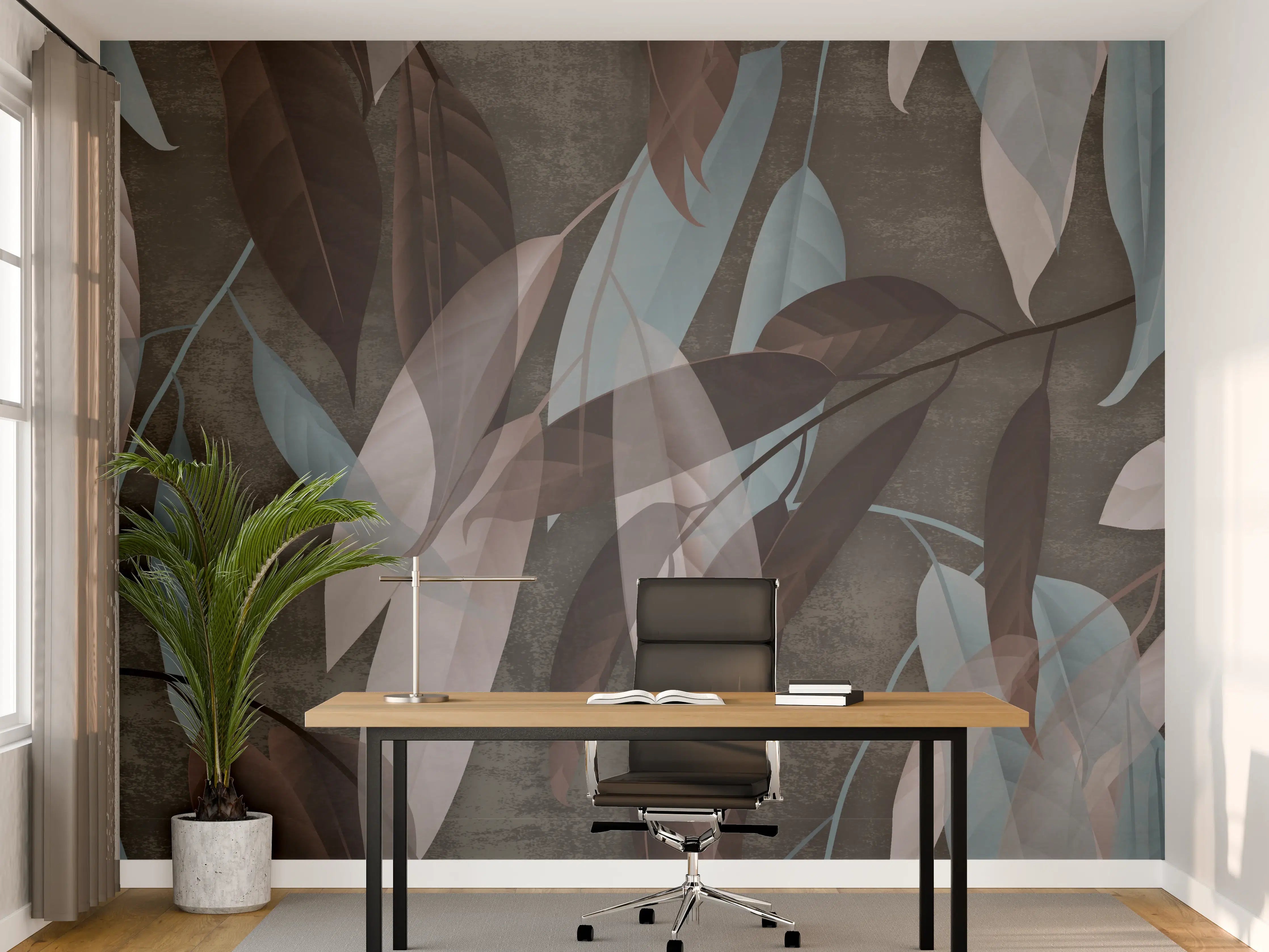 Büro Wandgestaltung - Beton Tapete Herbstlaub