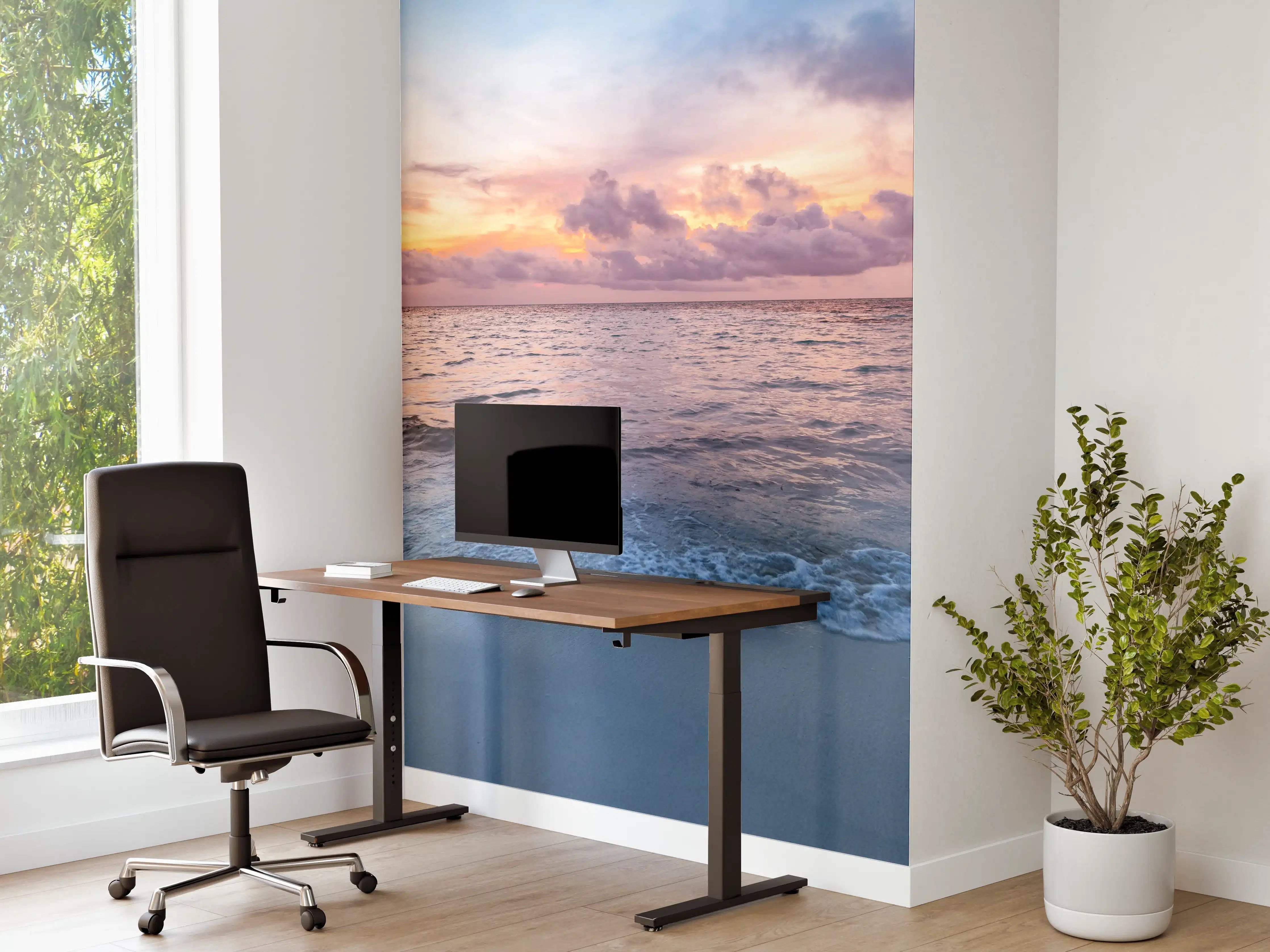 Büro Wandgestaltung - Bewölkter Sonnenuntergang am Strand