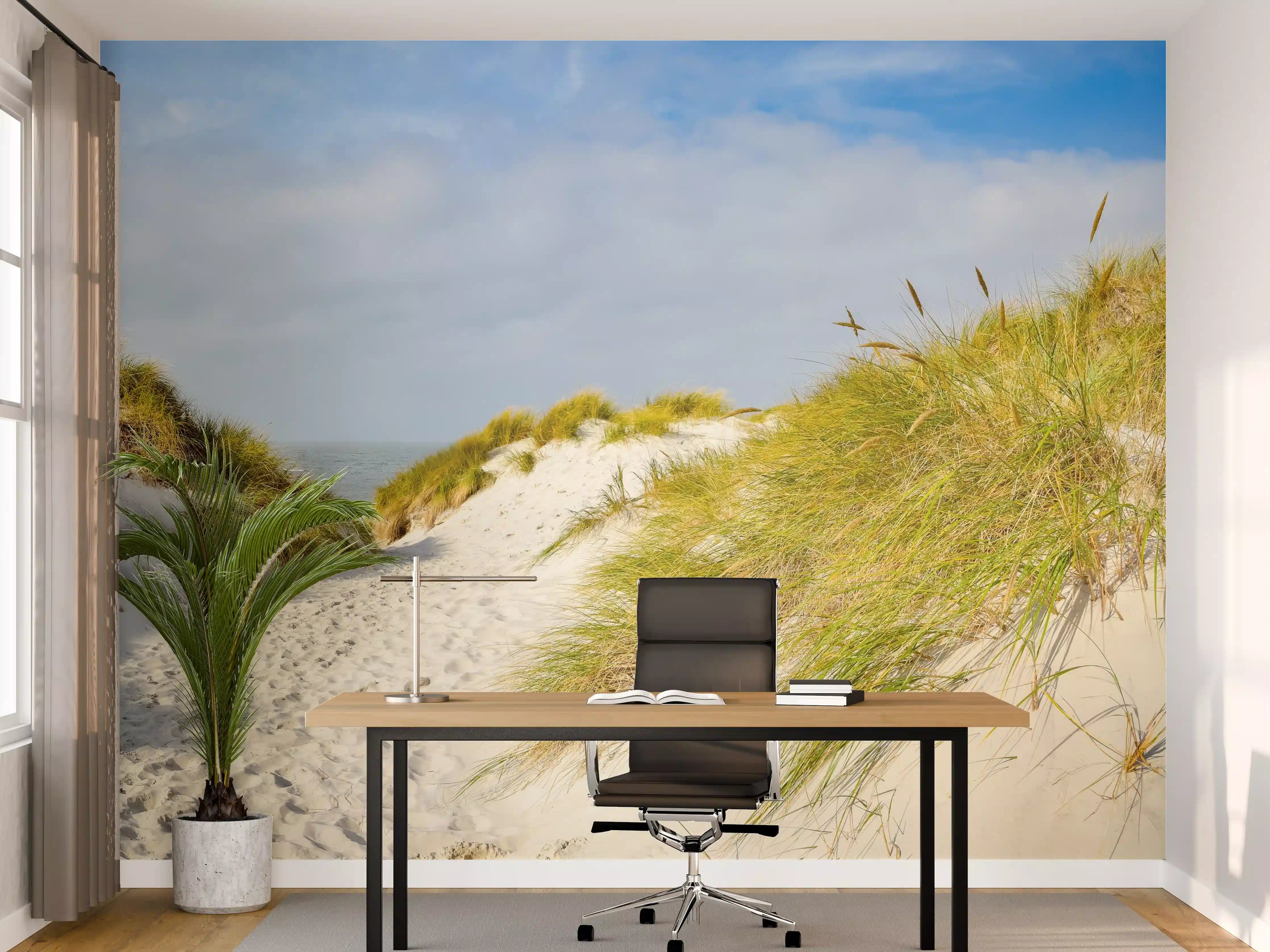 Büro Wandgestaltung - Bilderbuch-Strandlandschaft mit Dünen