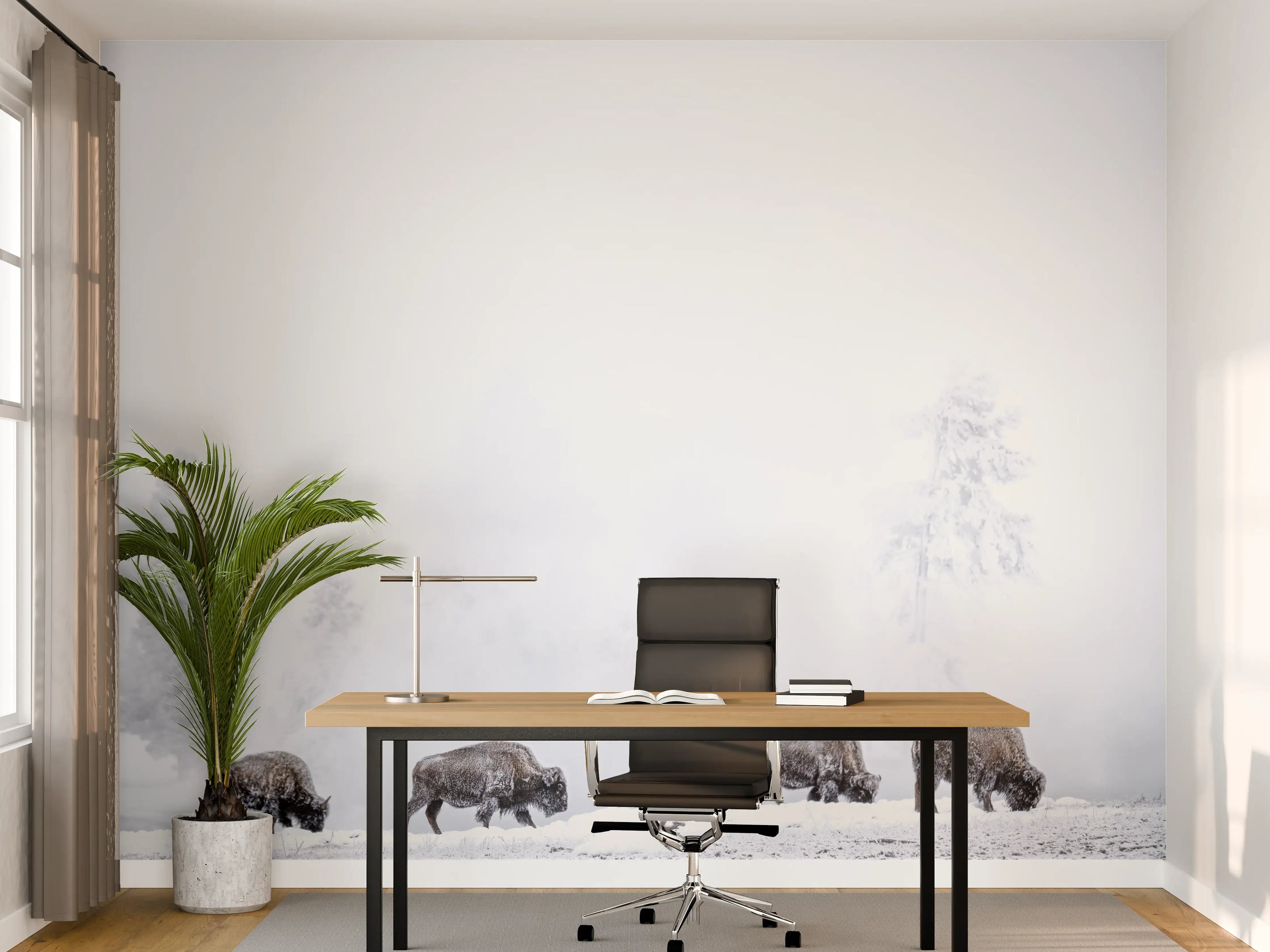 Büro Wandgestaltung - Bisons im kalten Wald