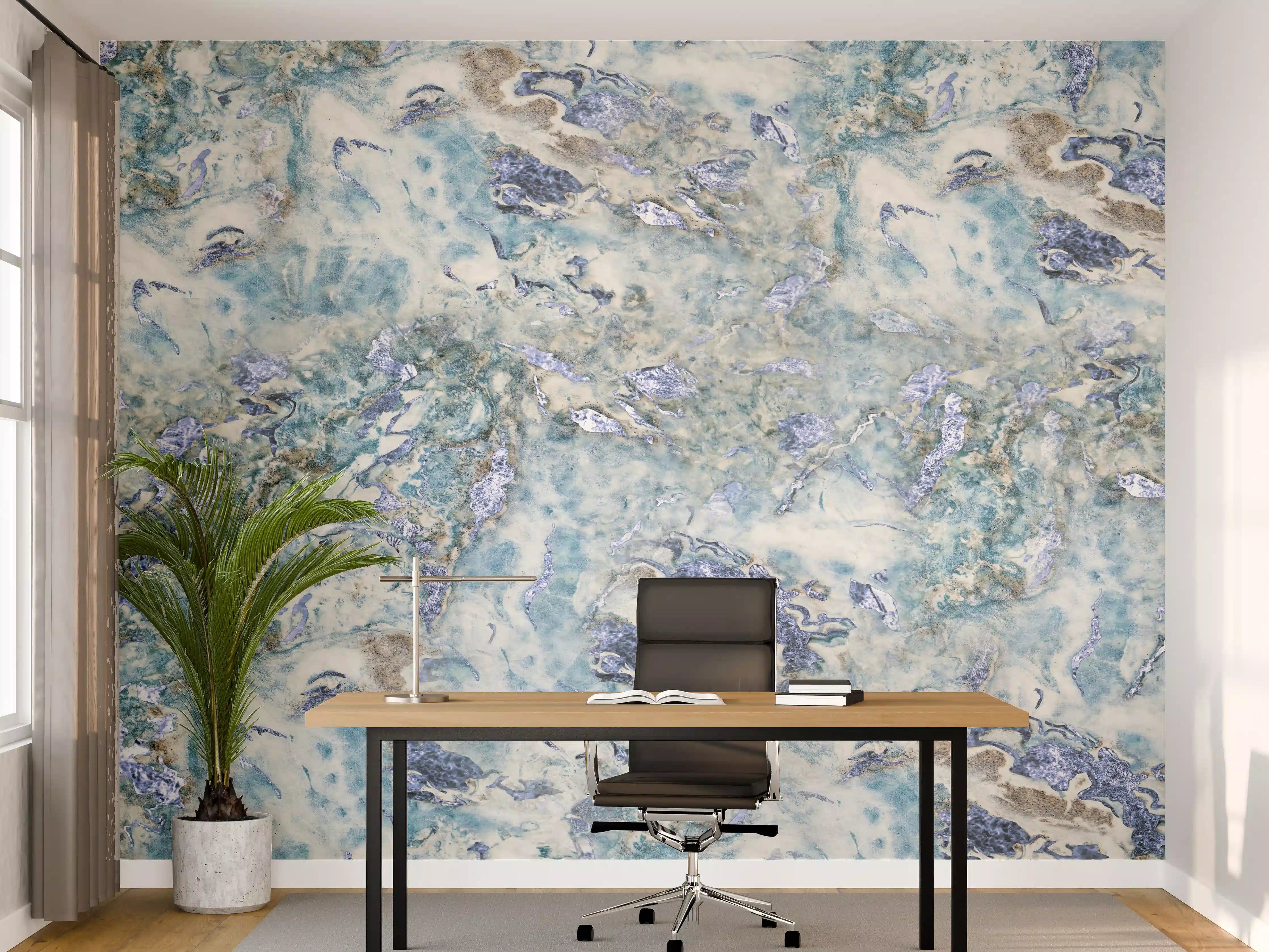 Büro Wandgestaltung - Bläulich beiger Marmor