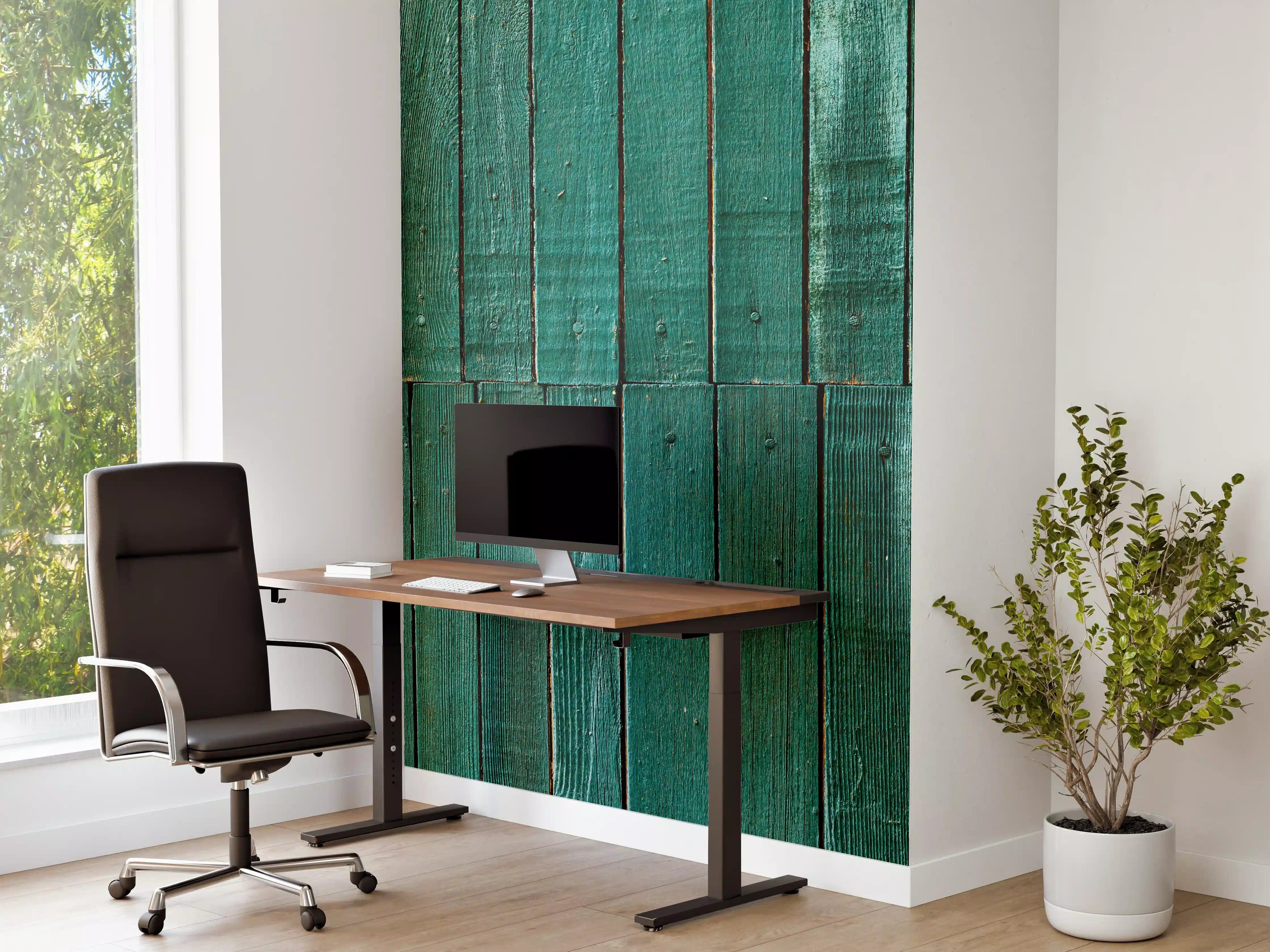 Büro Wandgestaltung - Bläuliche Holzbretter