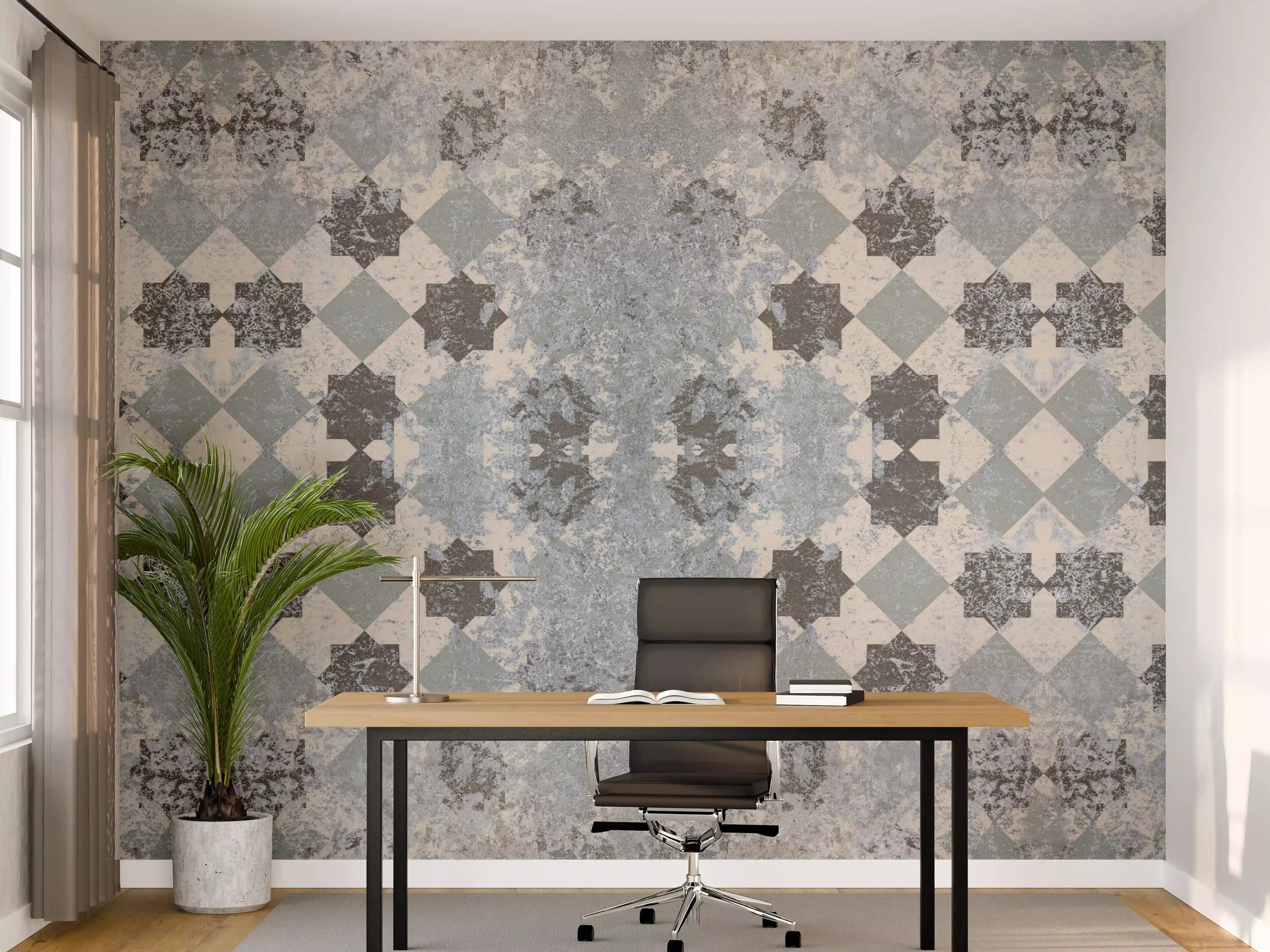 Büro Wandgestaltung - Bläuliche Vintage Wandmuster