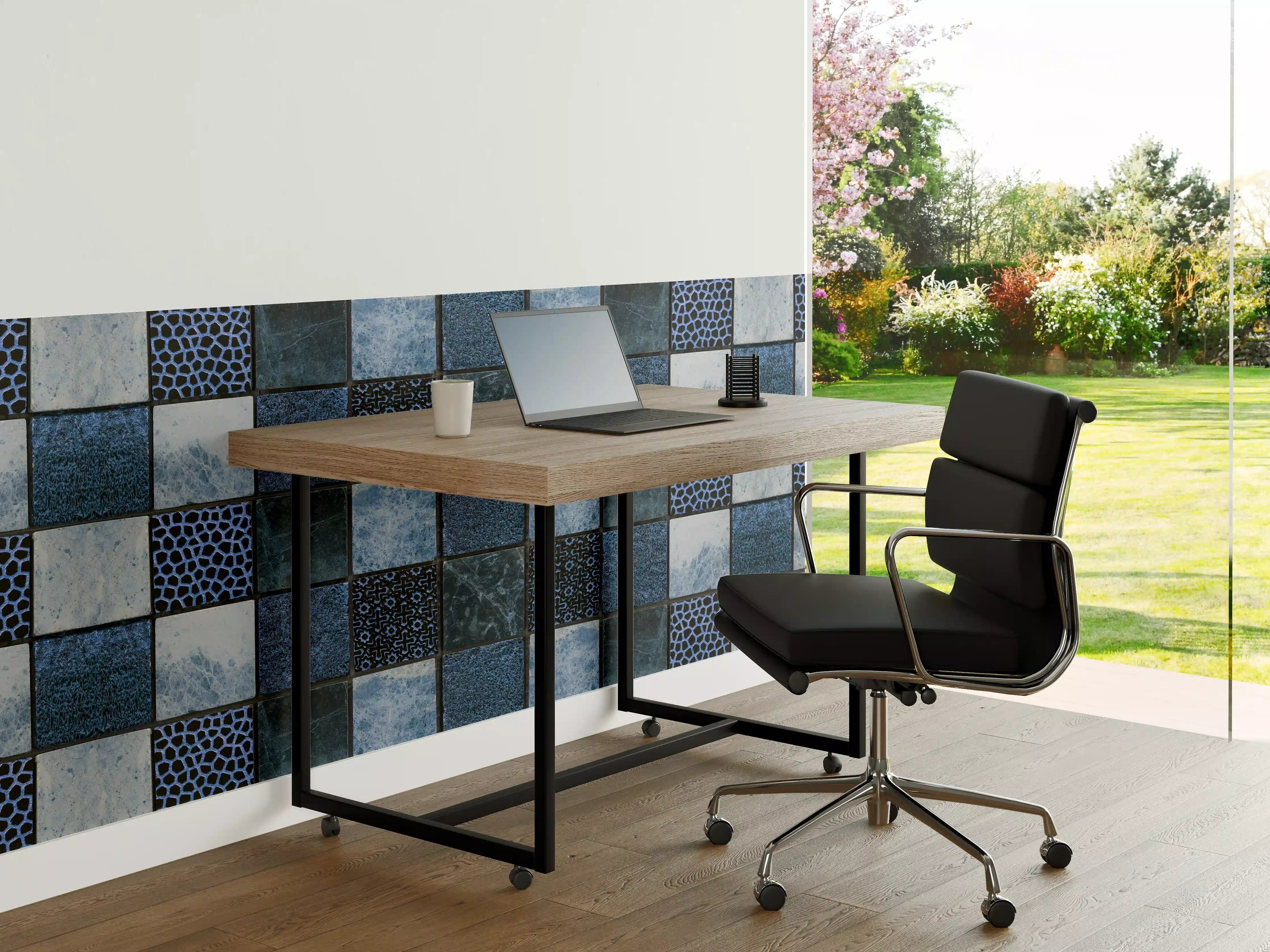 Büro Wandgestaltung - Bläuliche quadratische Mosaiktextur