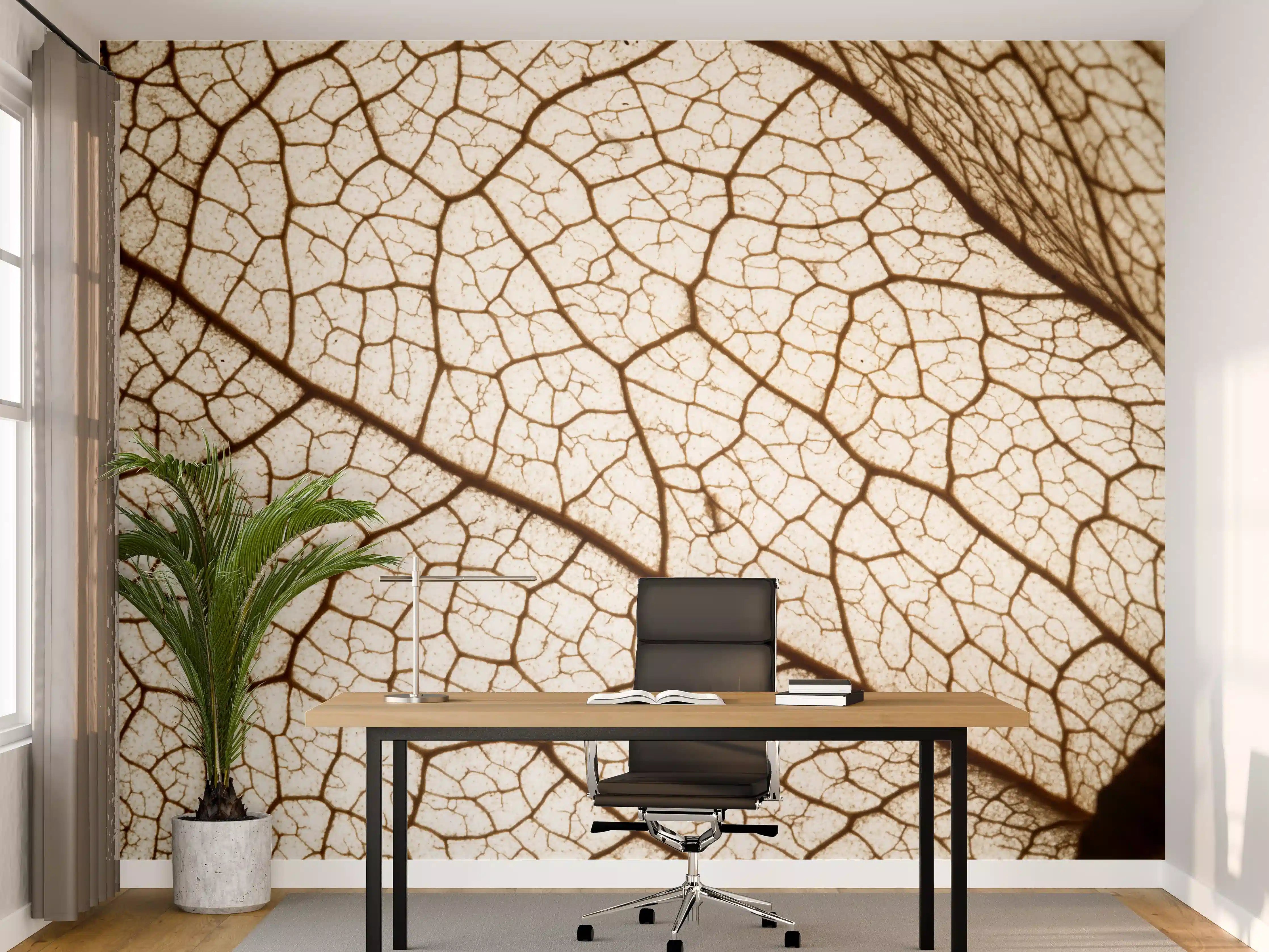 Büro Wandgestaltung - Blatttextur im Detail