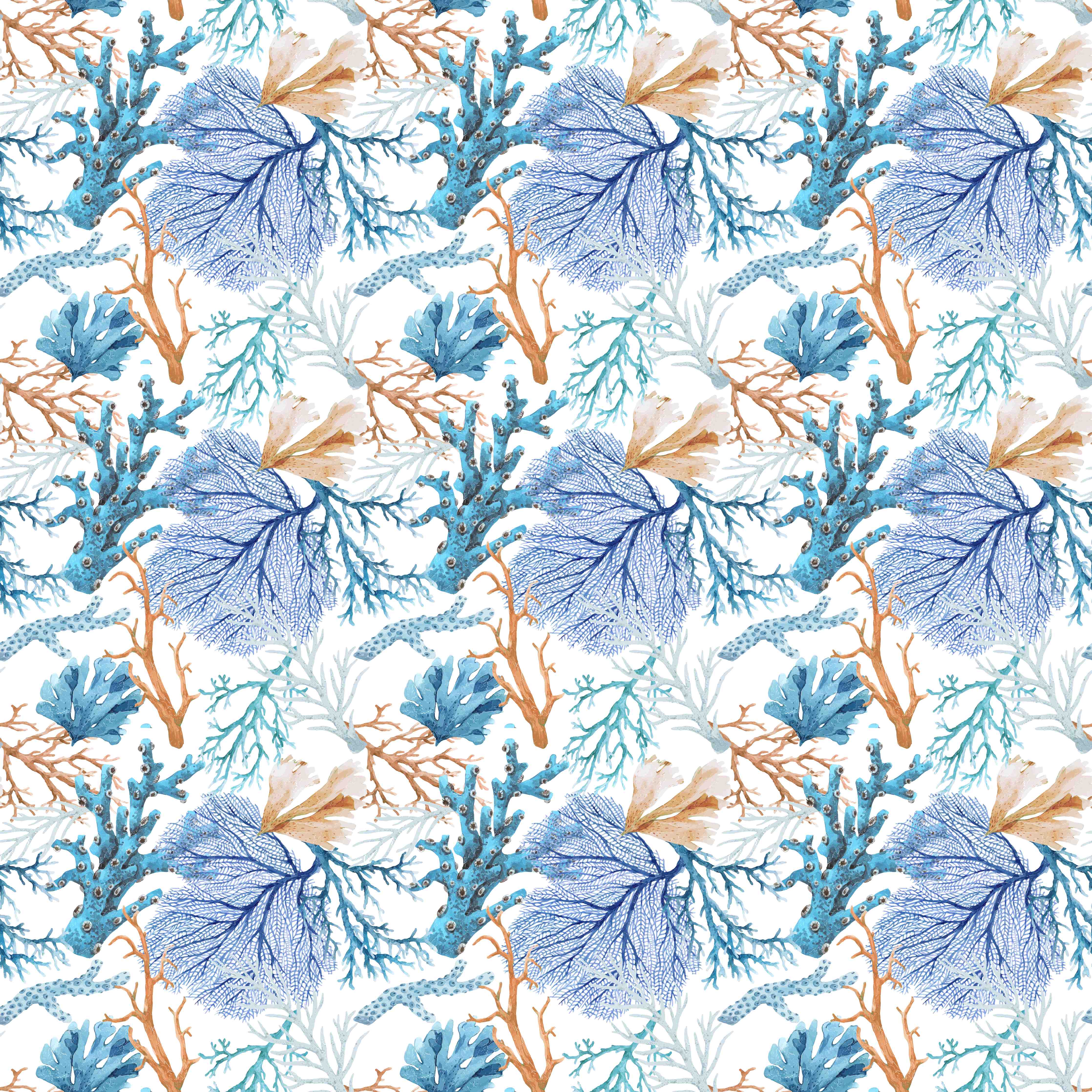 Büro Wandgestaltung-Blau-Beige Korallenmuster