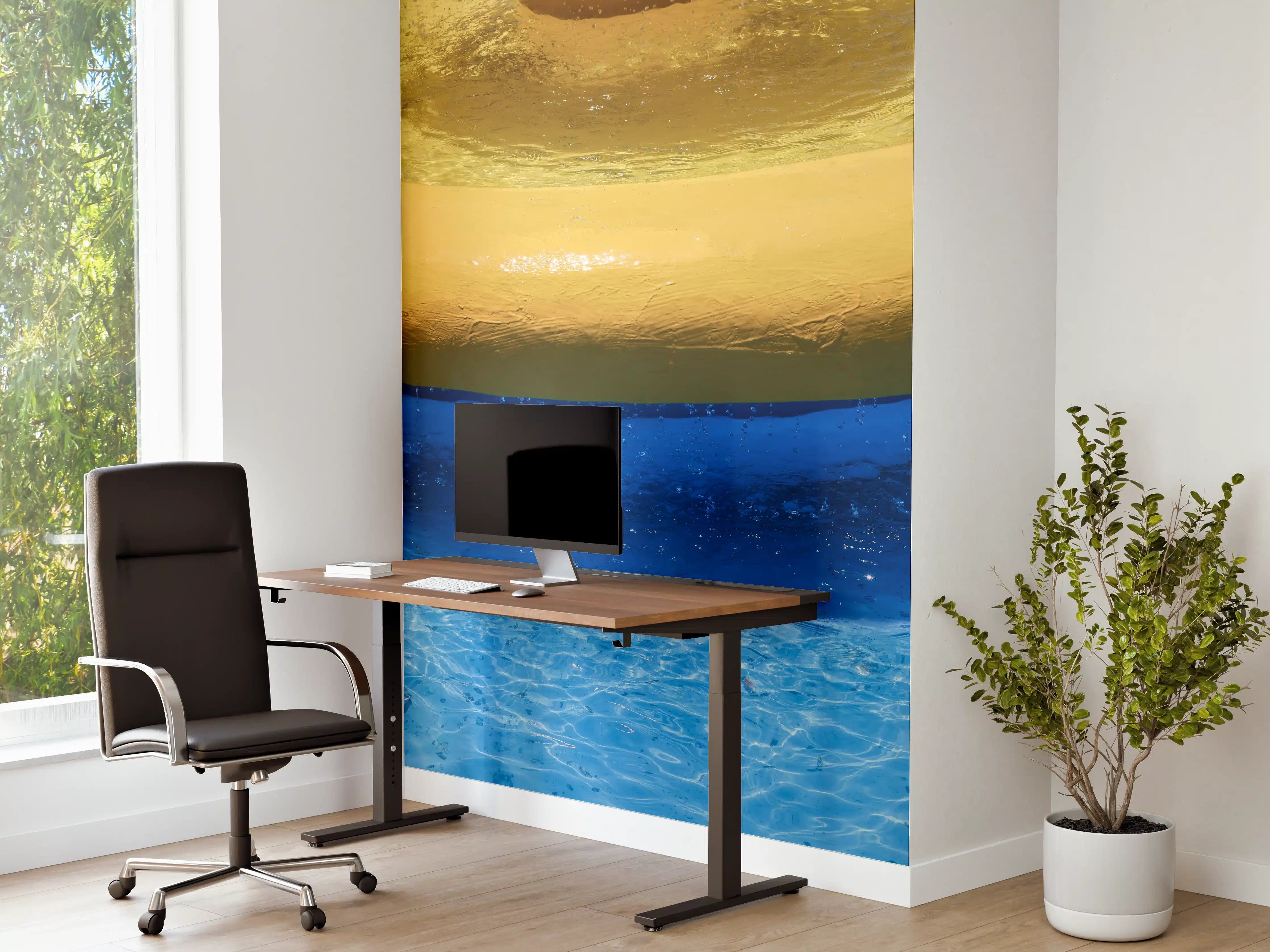 Büro Wandgestaltung - Blau-Gelbes Pool-Design