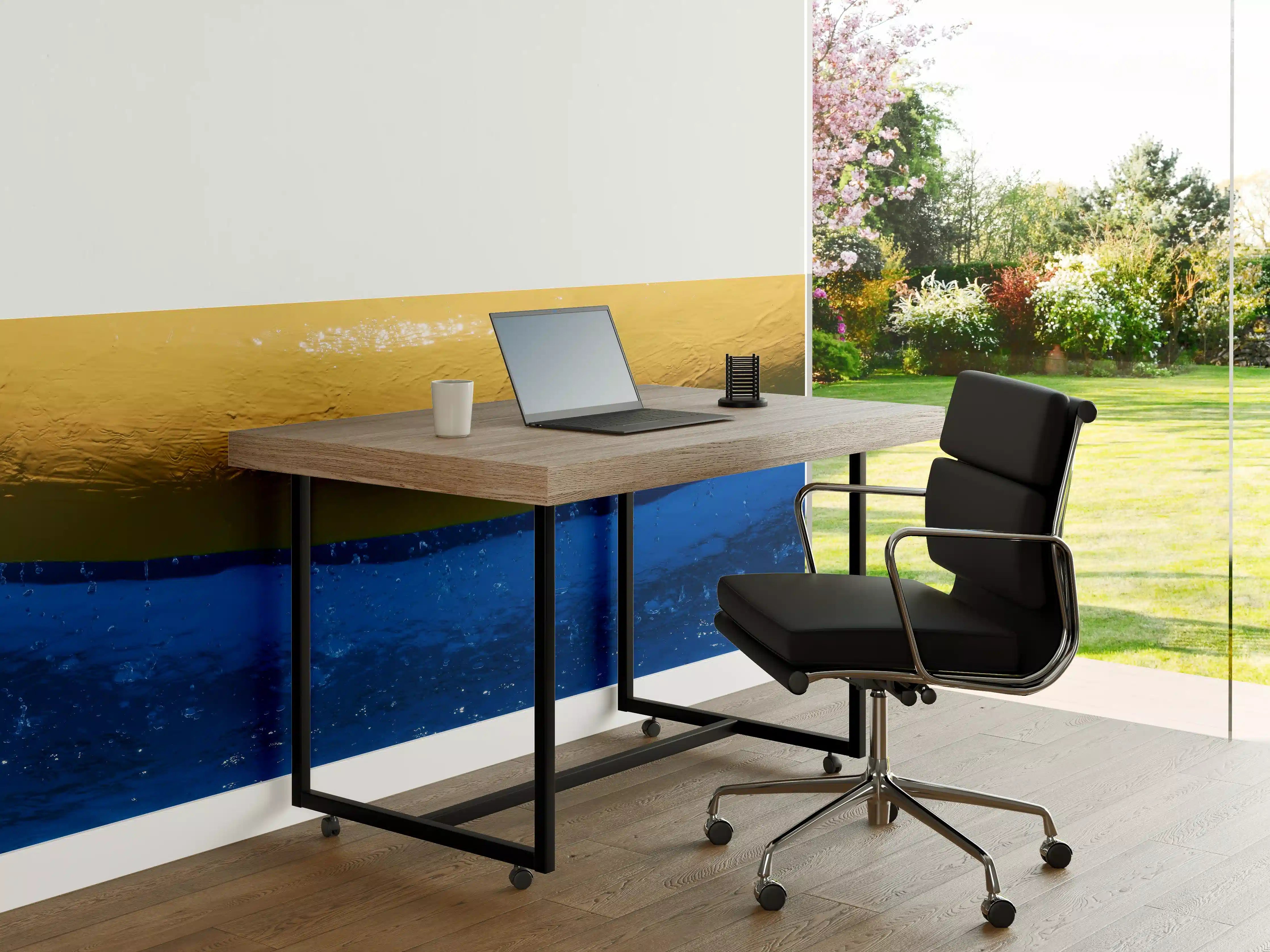 Büro Wandgestaltung - Blau-Gelbes Pool-Design