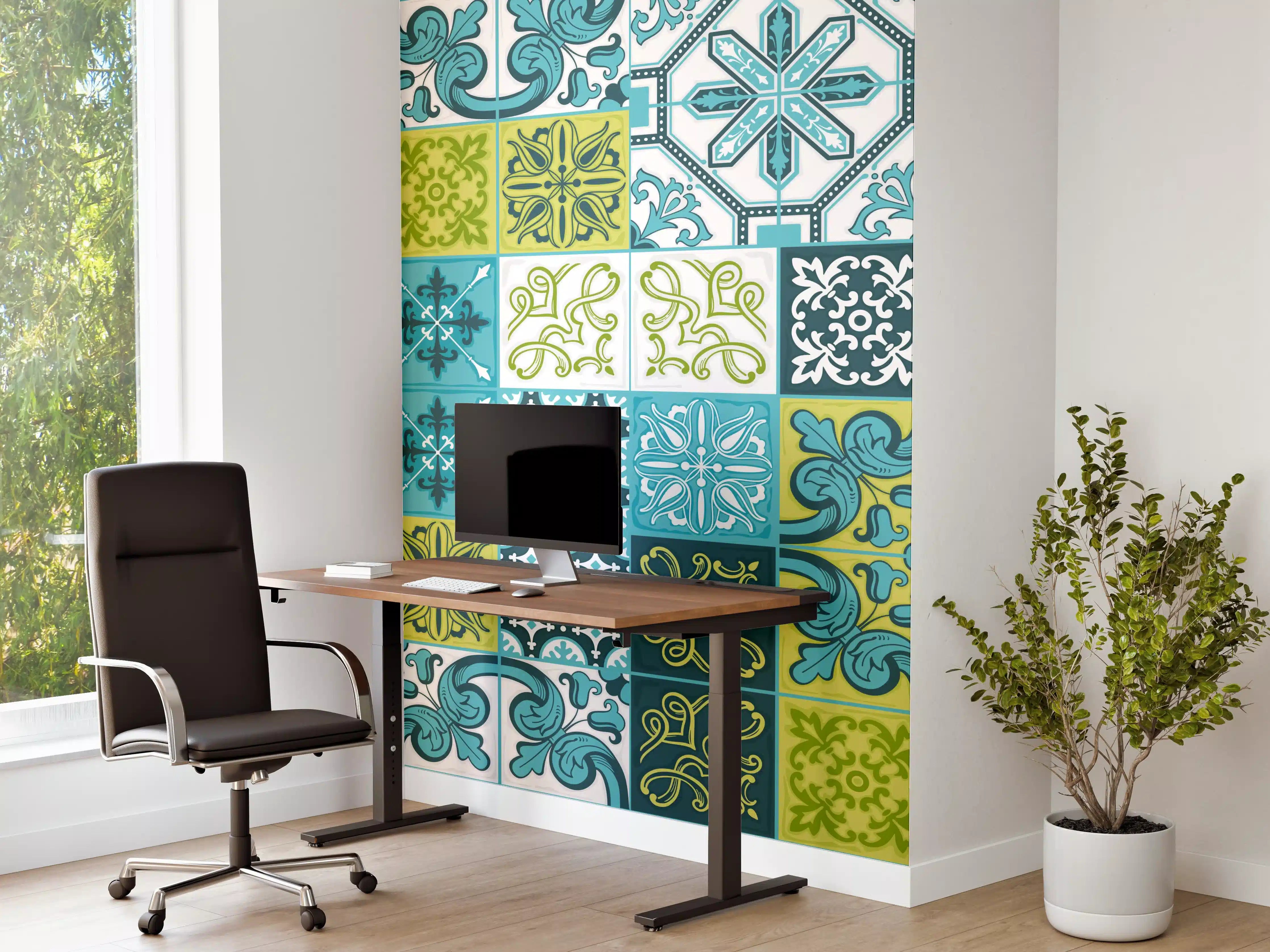 Büro Wandgestaltung - Blau-Grüne Deko-Fliesen