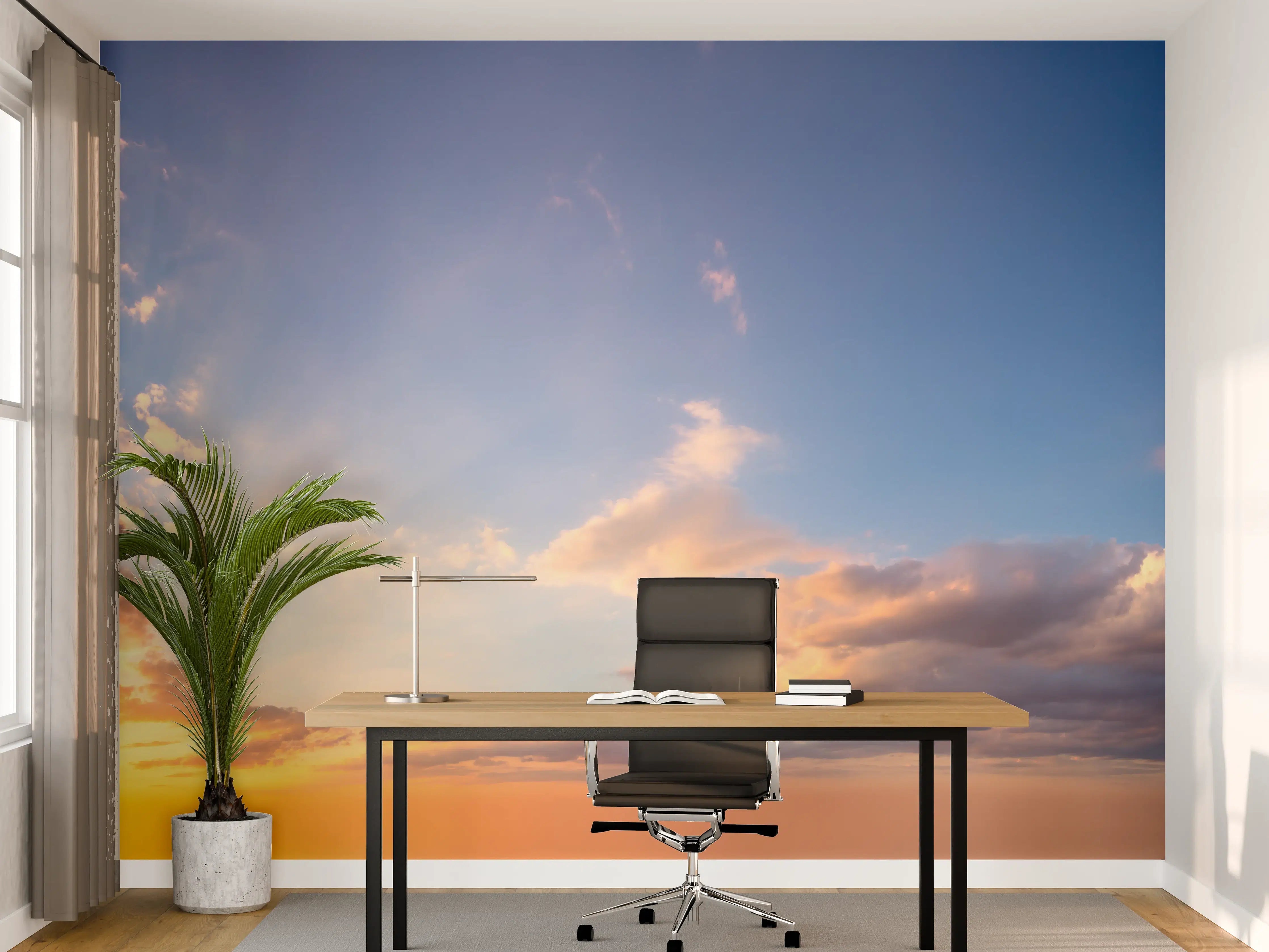 Büro Wandgestaltung - Blau-Orange Sonnenuntergang