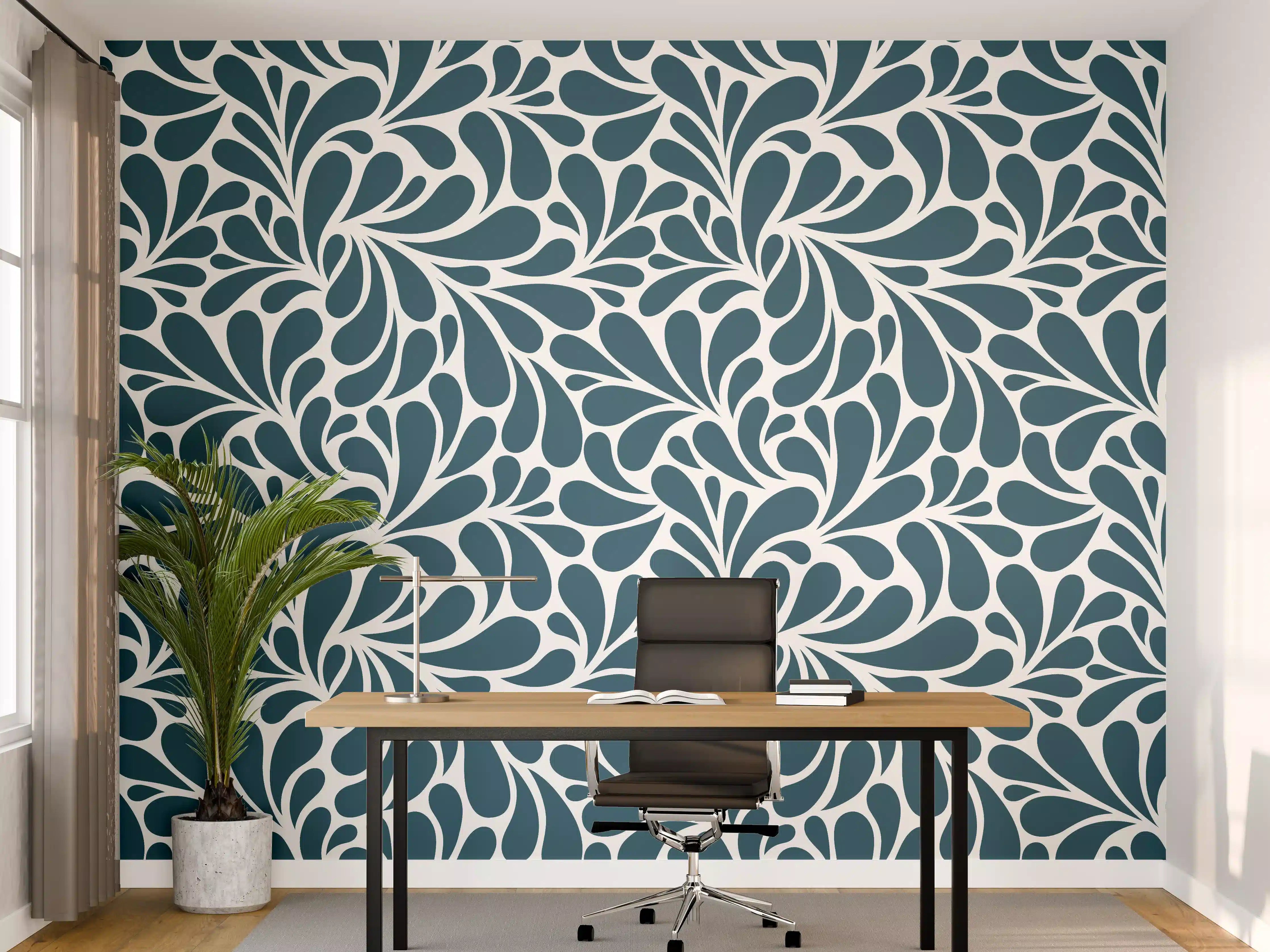 Büro Wandgestaltung - Blau Petrolio - Elegante Wandgestaltung