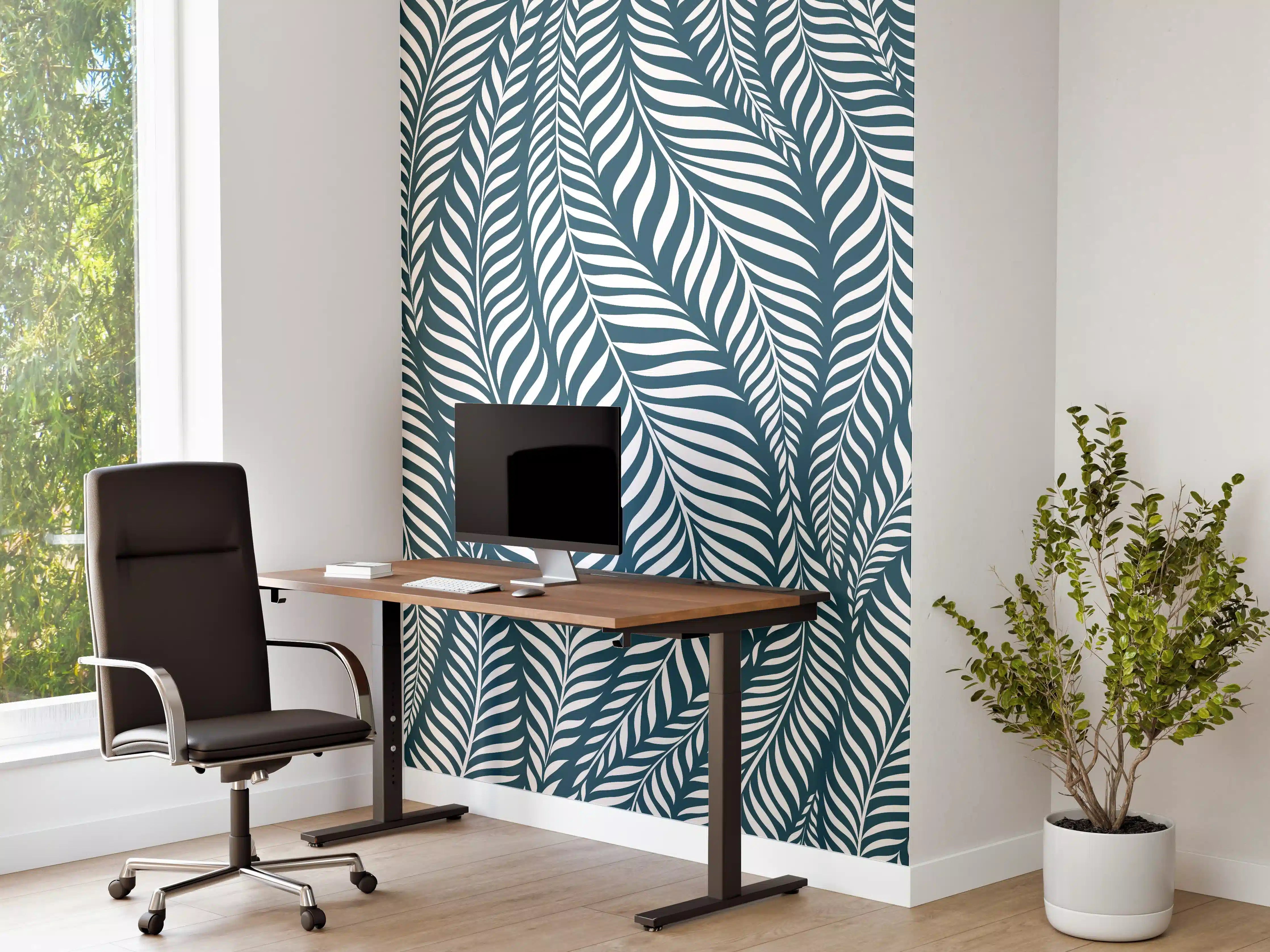 Büro Wandgestaltung - Blau Petrolio Wellen-Design