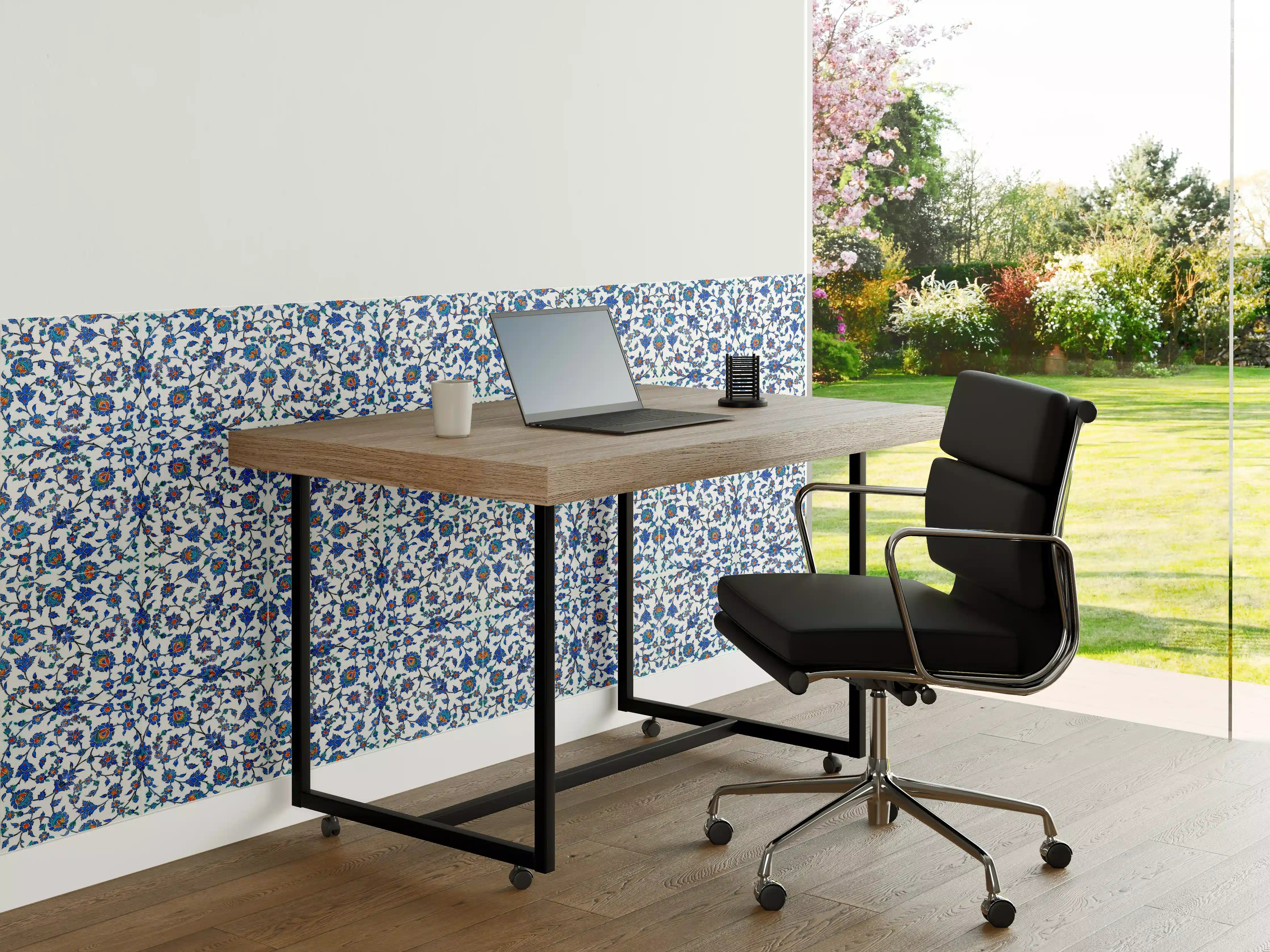 Büro Wandgestaltung - Blau-Weißes Musterdesign