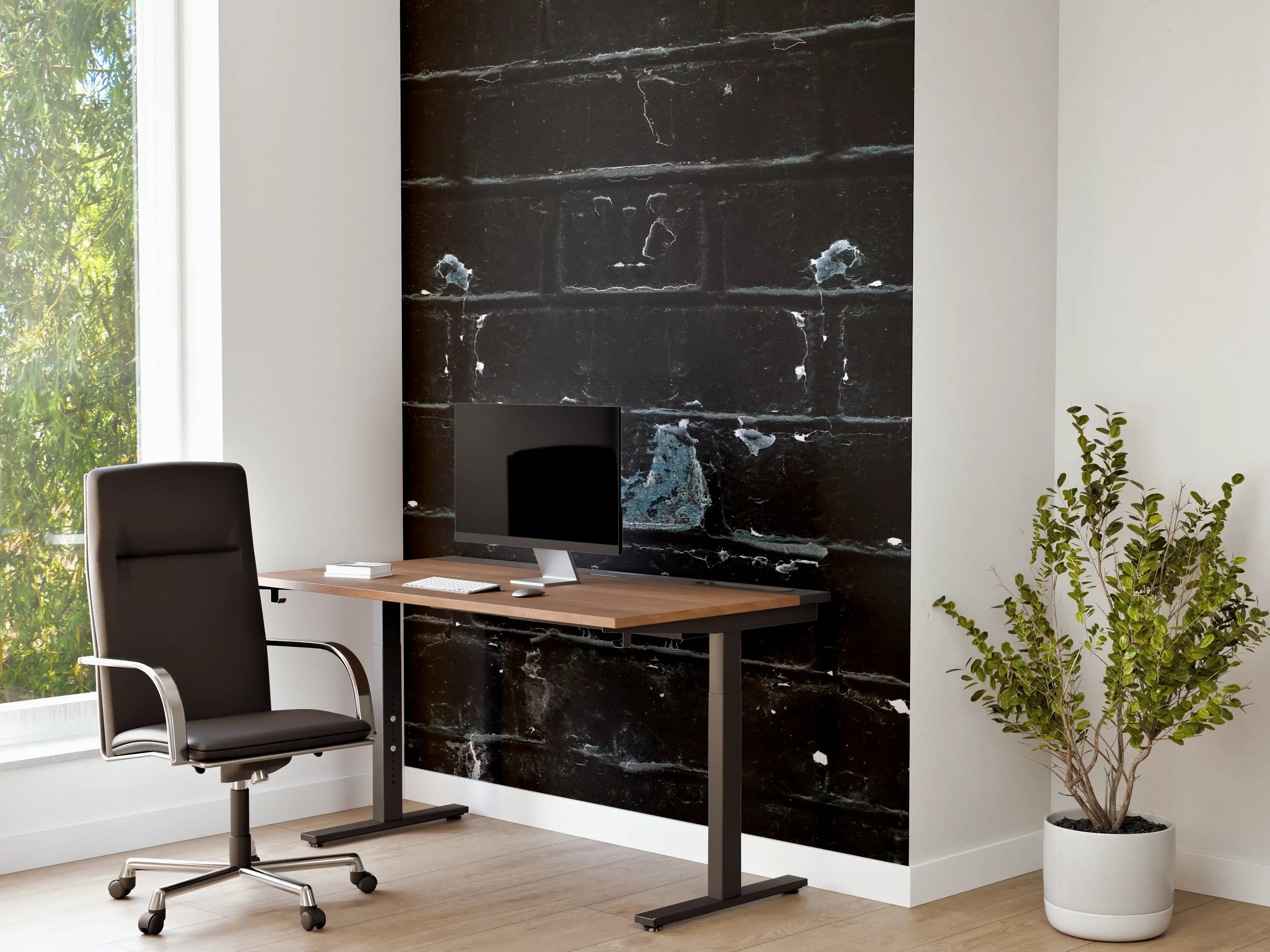Büro Wandgestaltung - Blau schwarz beschädigte Ziegelwand