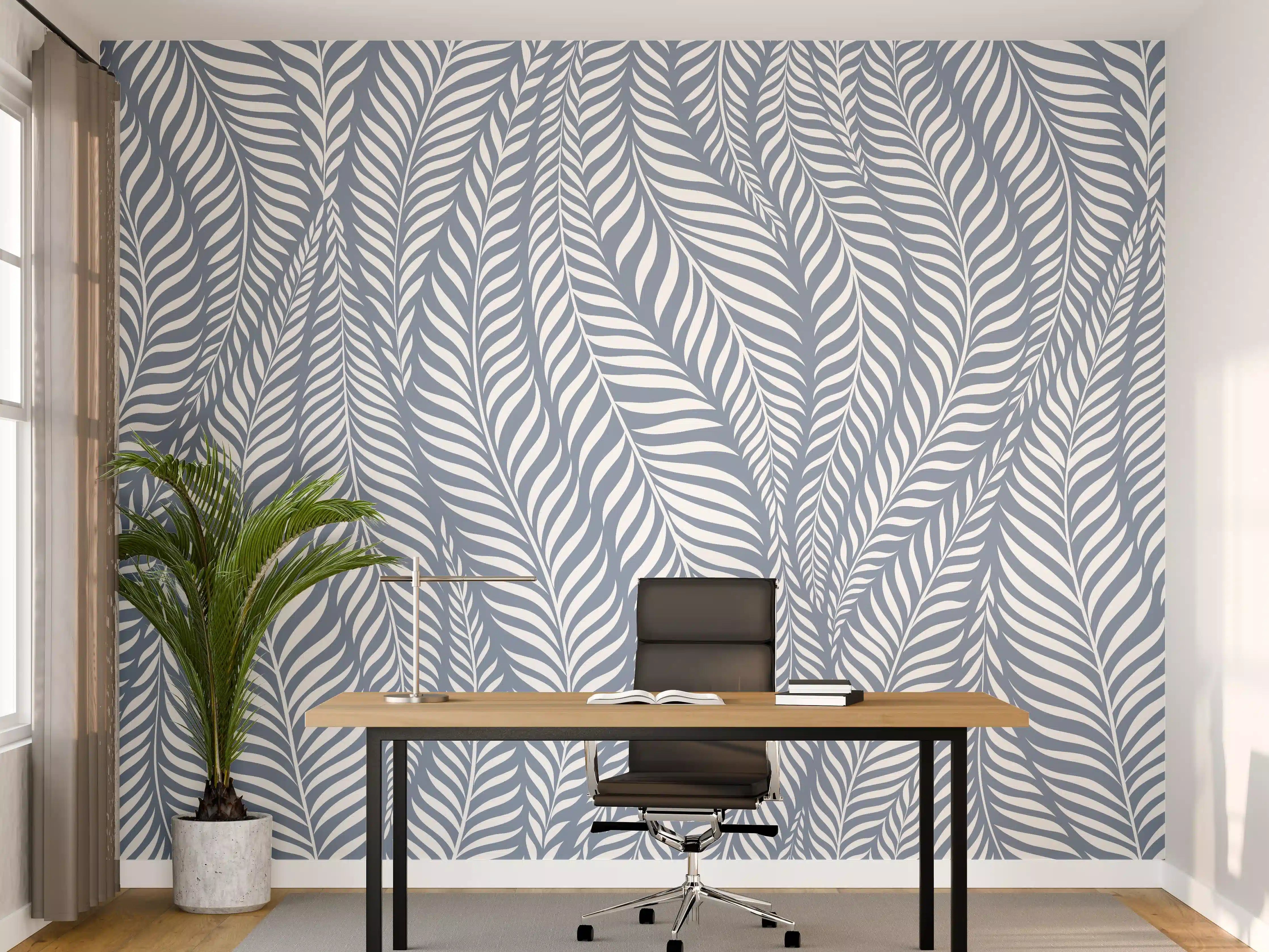 Büro Wandgestaltung - Blau-weiße Wellenmuster-Textur