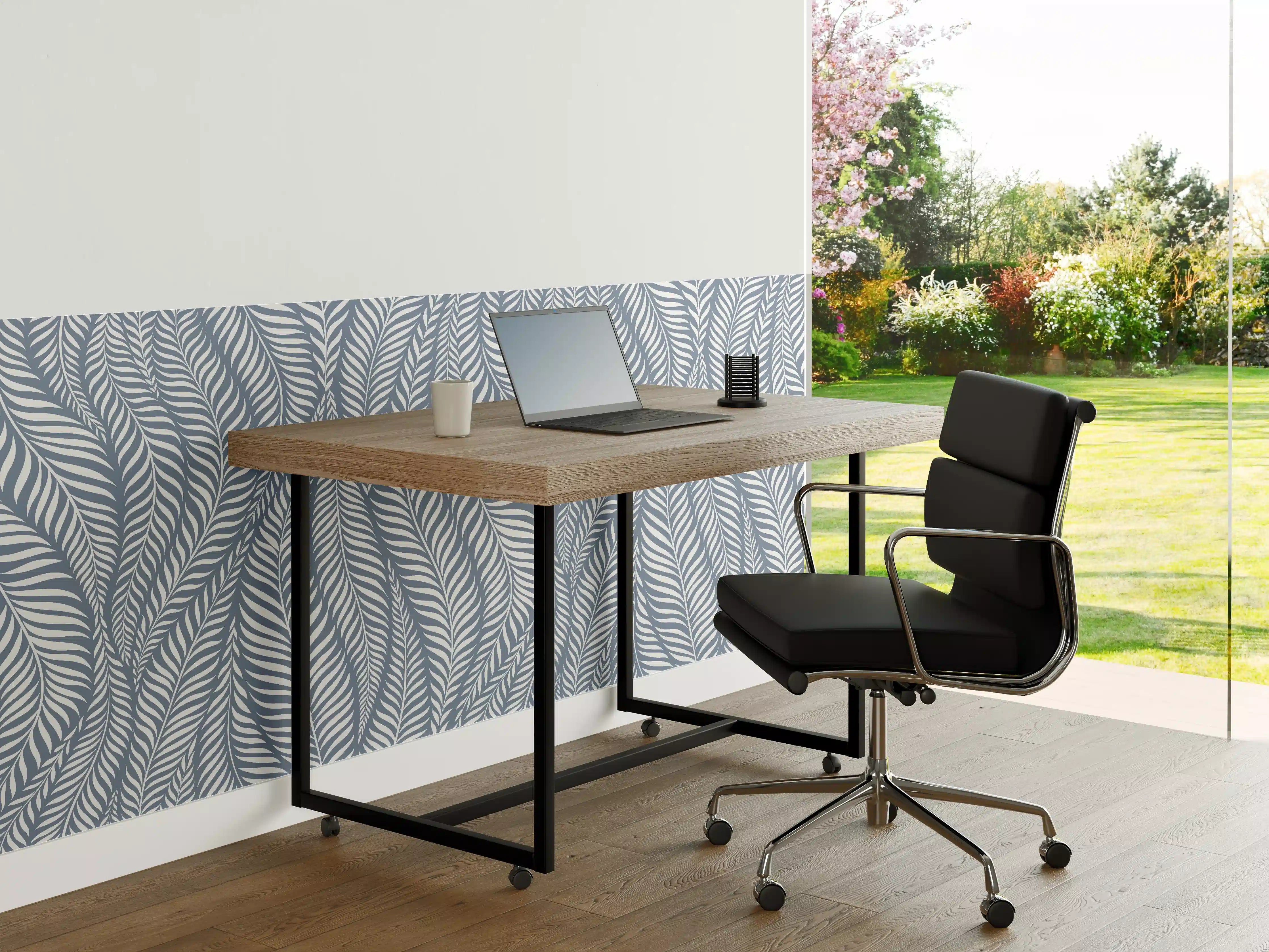 Büro Wandgestaltung - Blau-weiße Wellenmuster-Textur