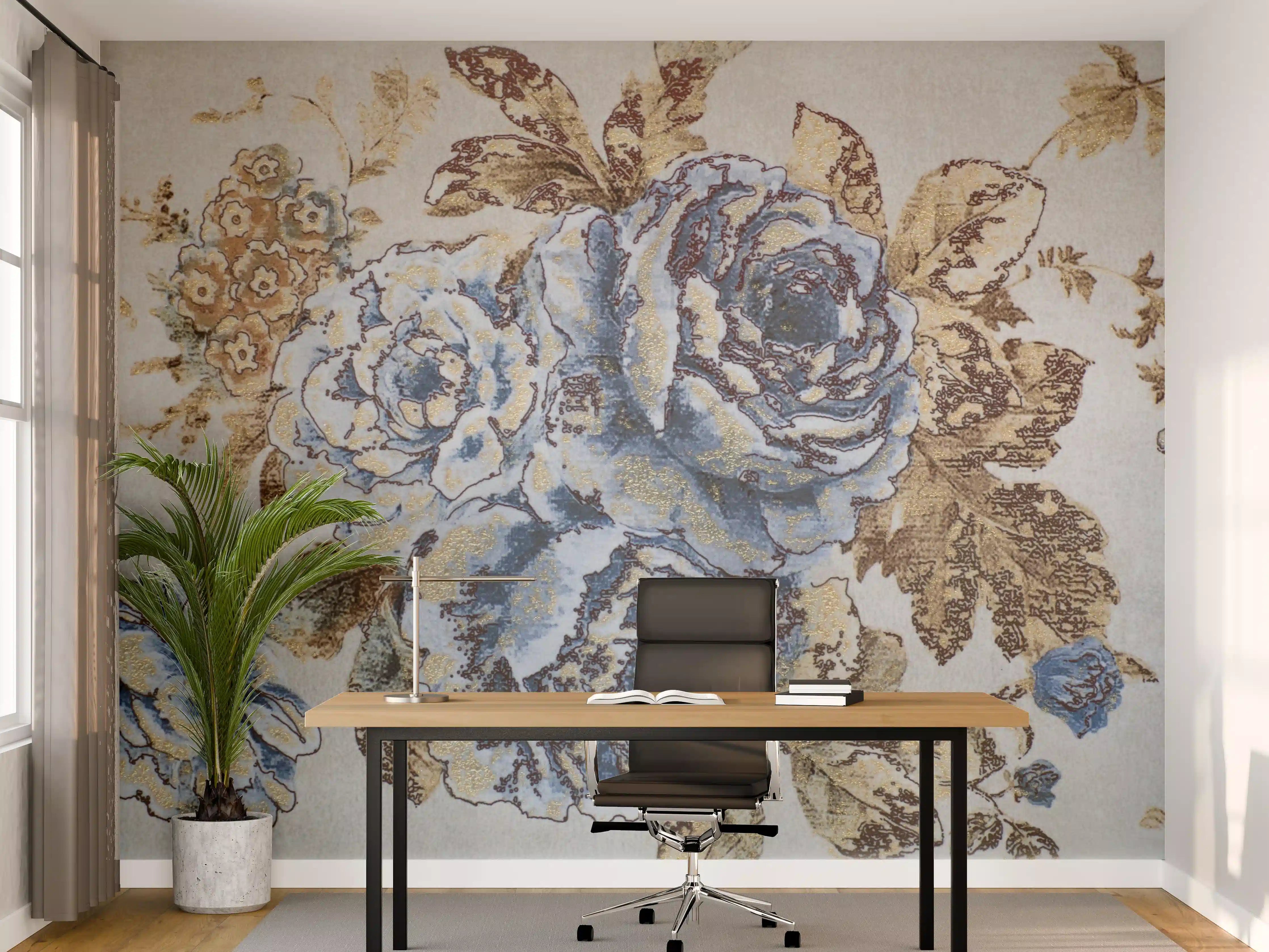 Büro Wandgestaltung - Blau, Beige und Grautöne