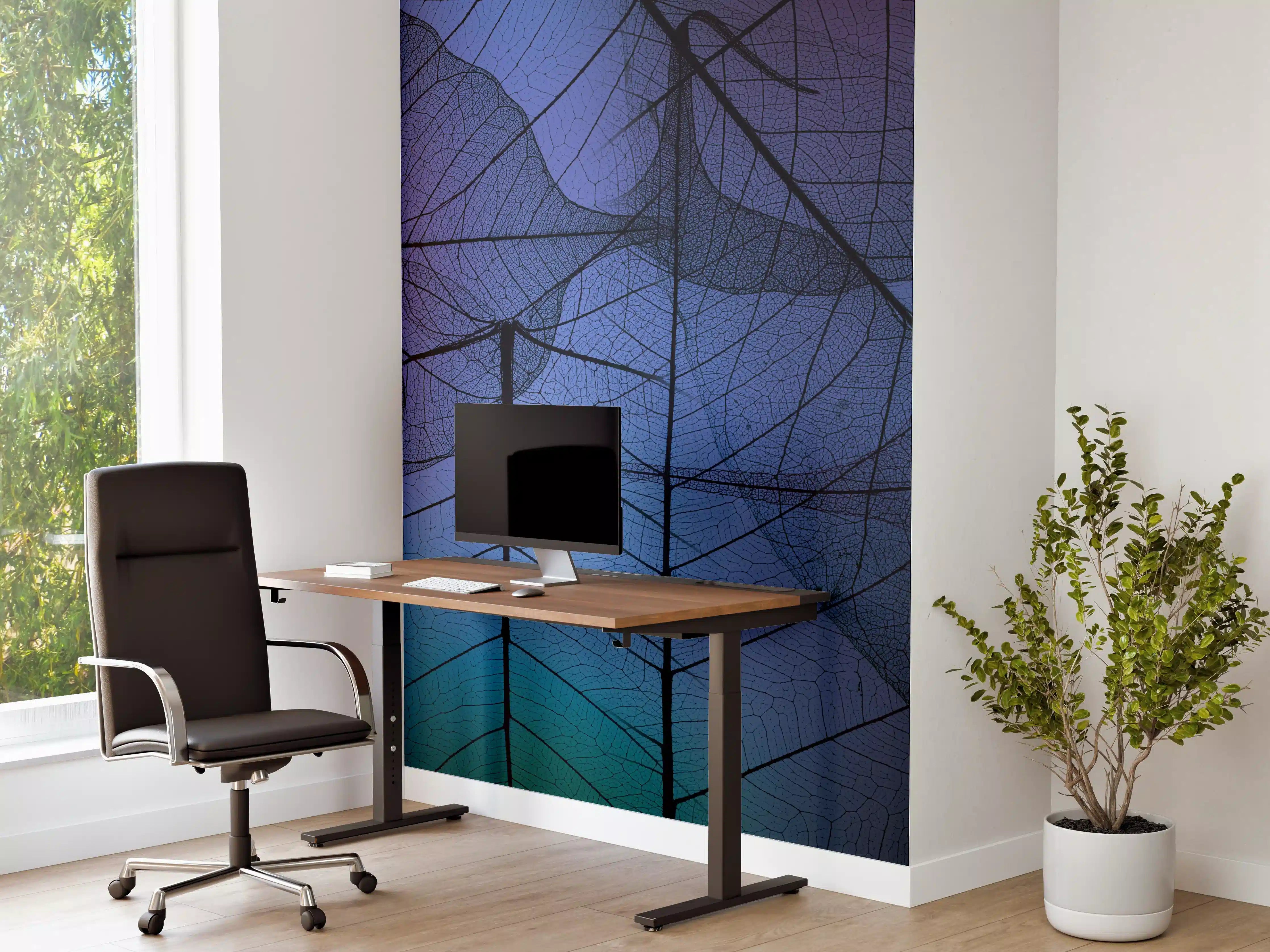 Büro Wandgestaltung - Blaue Blattadern Textur Makro