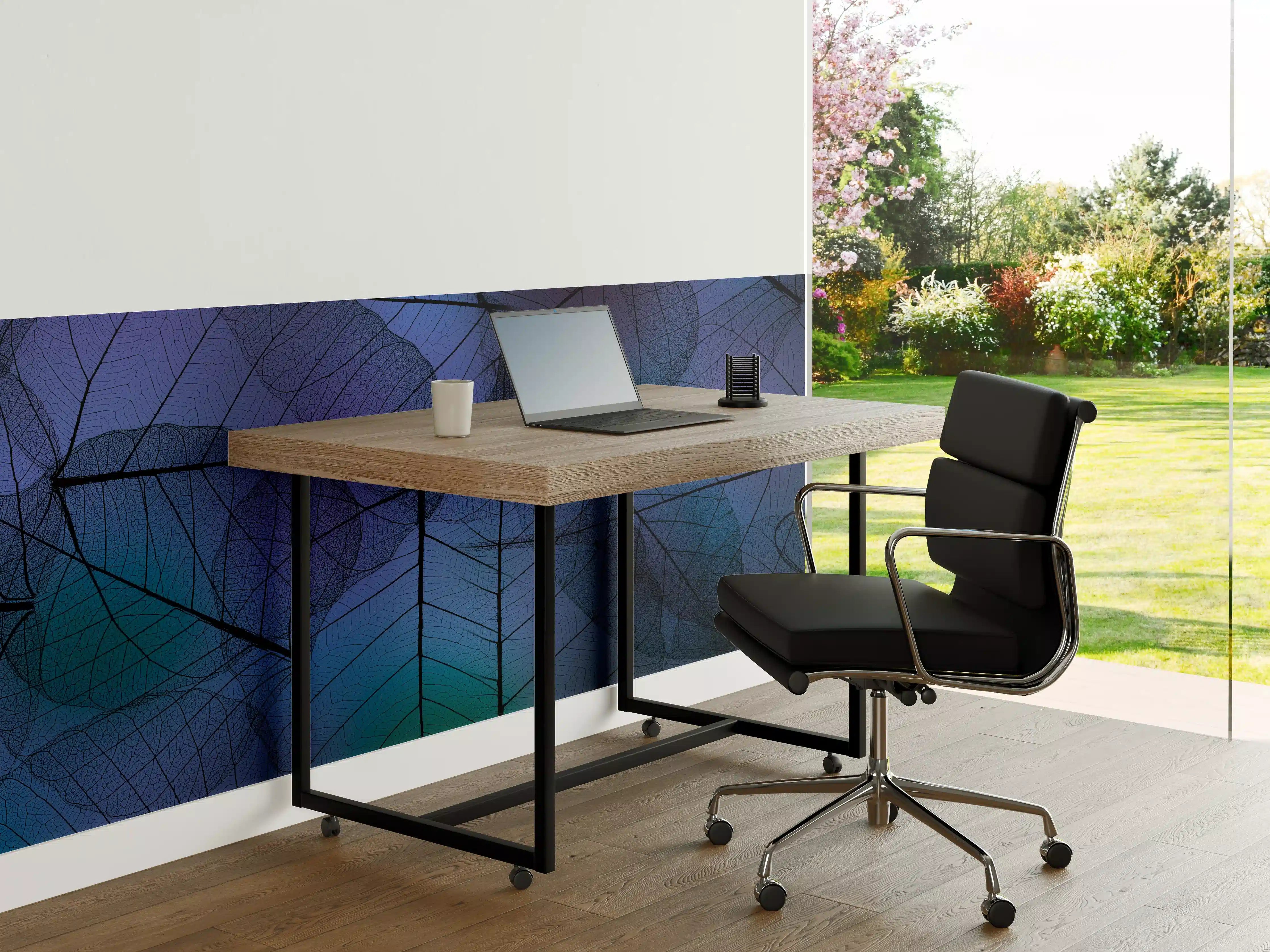 Büro Wandgestaltung - Blaue Blattadern Textur Makro