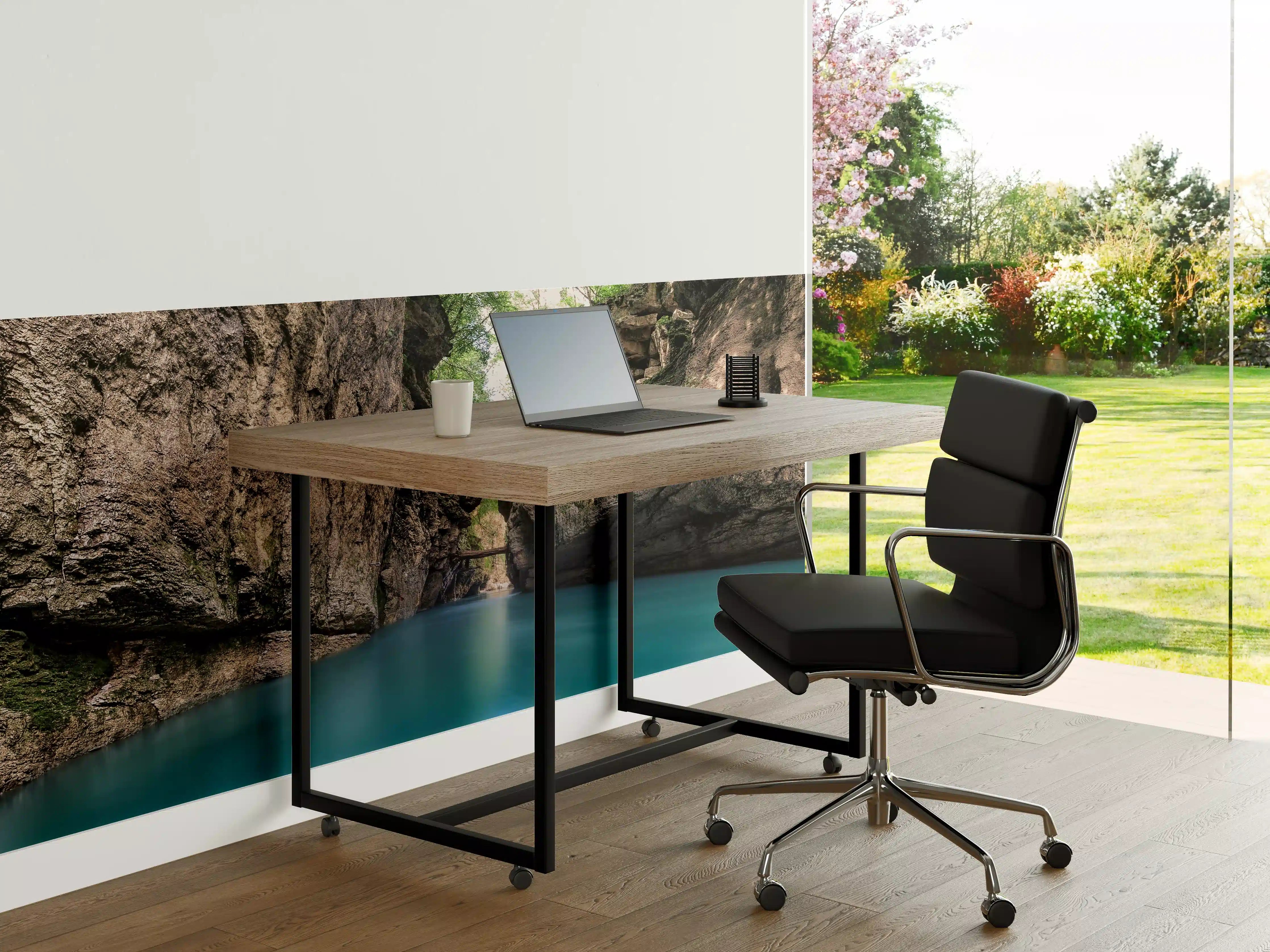 Büro Wandgestaltung - Blaue Flussdurchquerung zwischen Felswänden