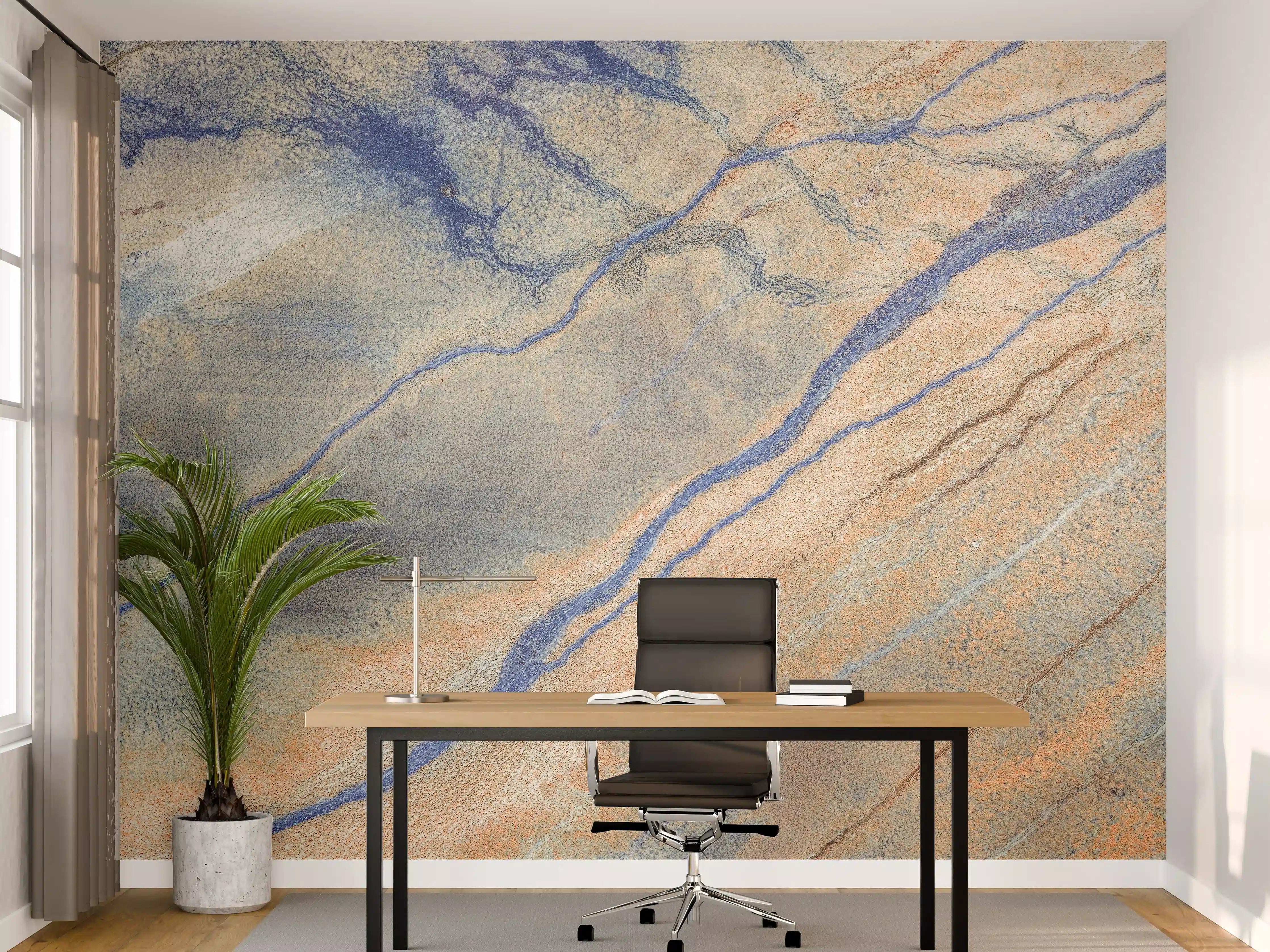 Büro Wandgestaltung - Blaue Flusslandschaft aus der Luft
