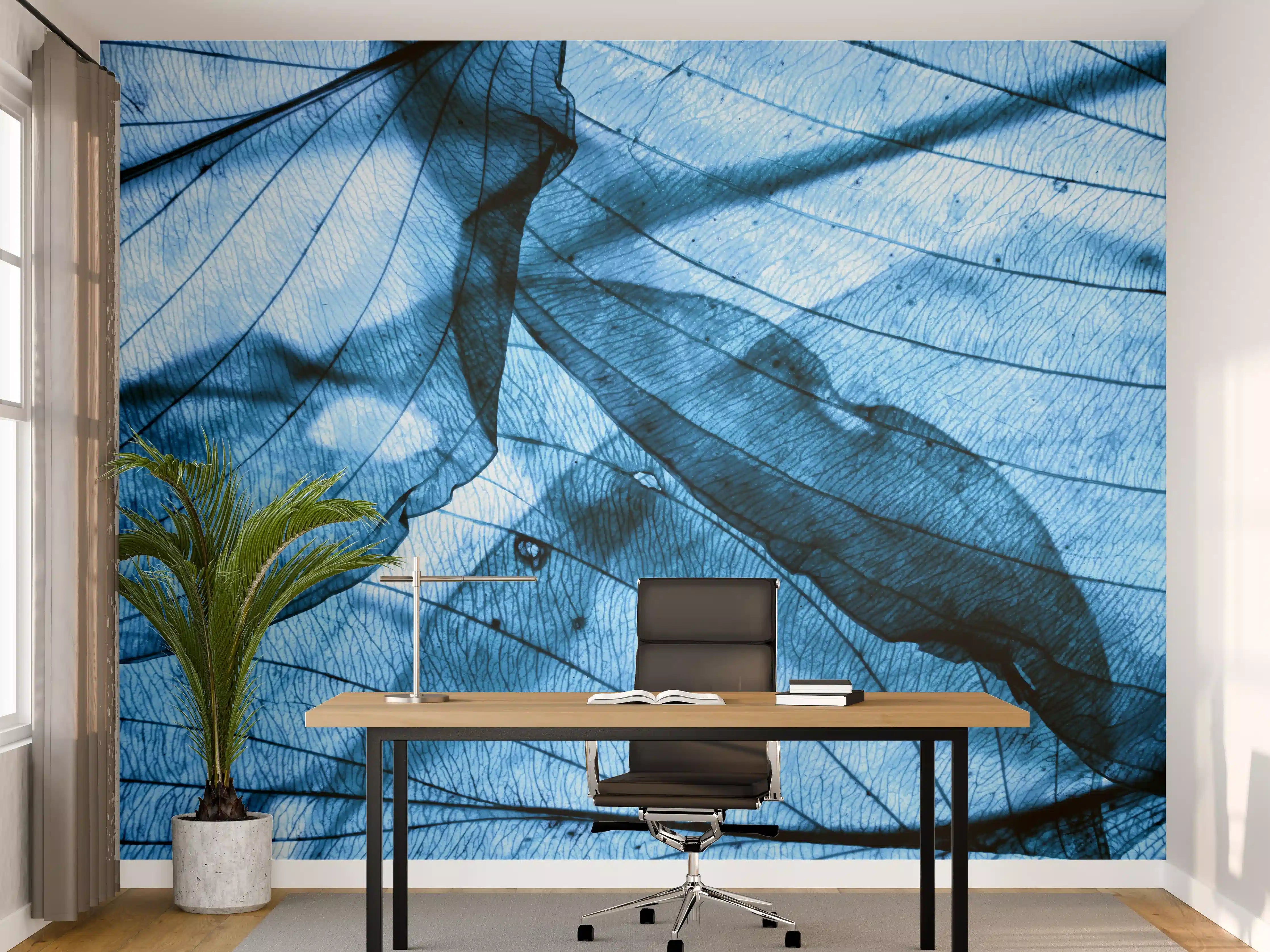 Büro Wandgestaltung - Blaue Herbstlaub-Makrotextur