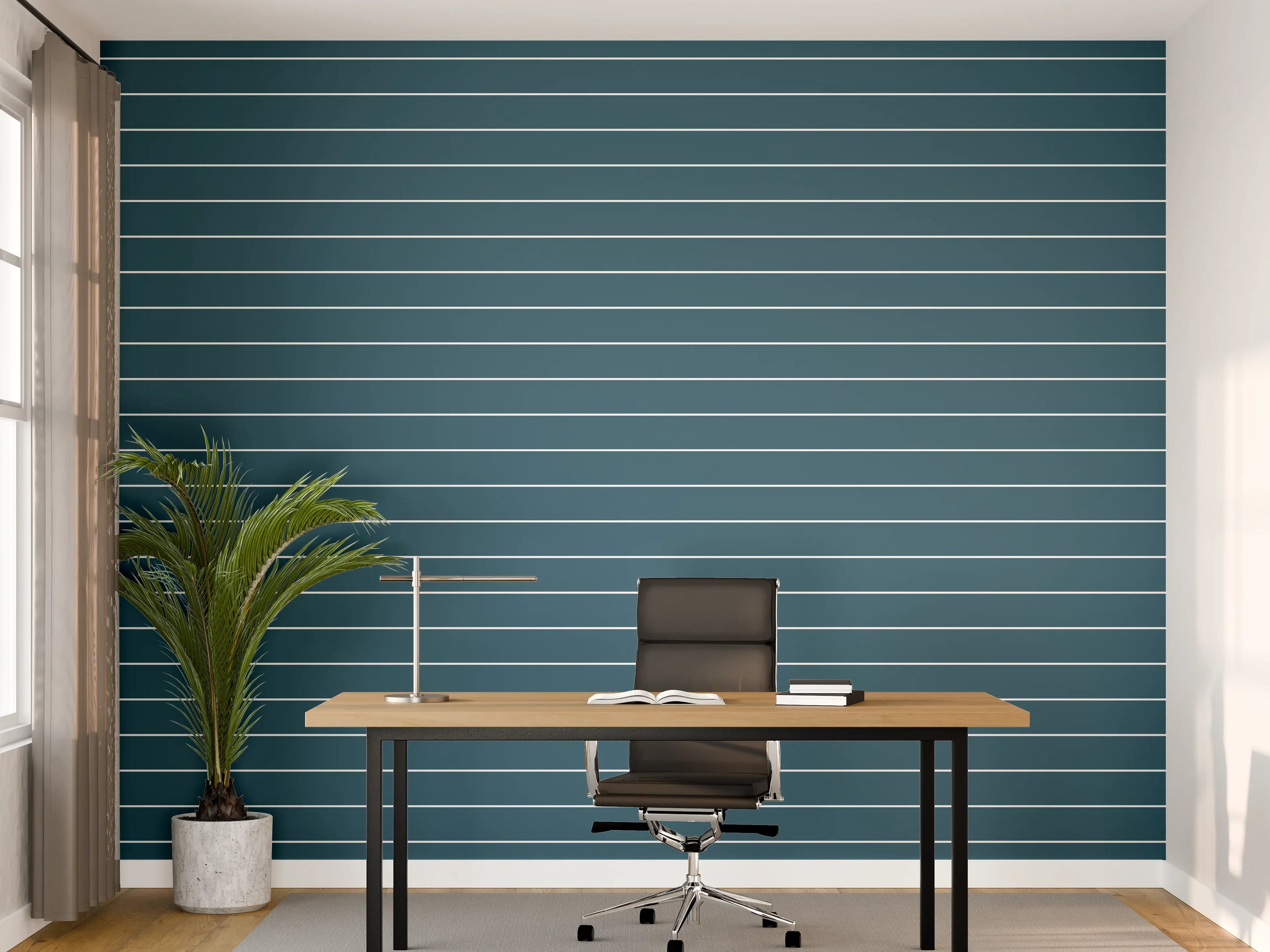 Büro Wandgestaltung - Blaue Linien-Designtapete