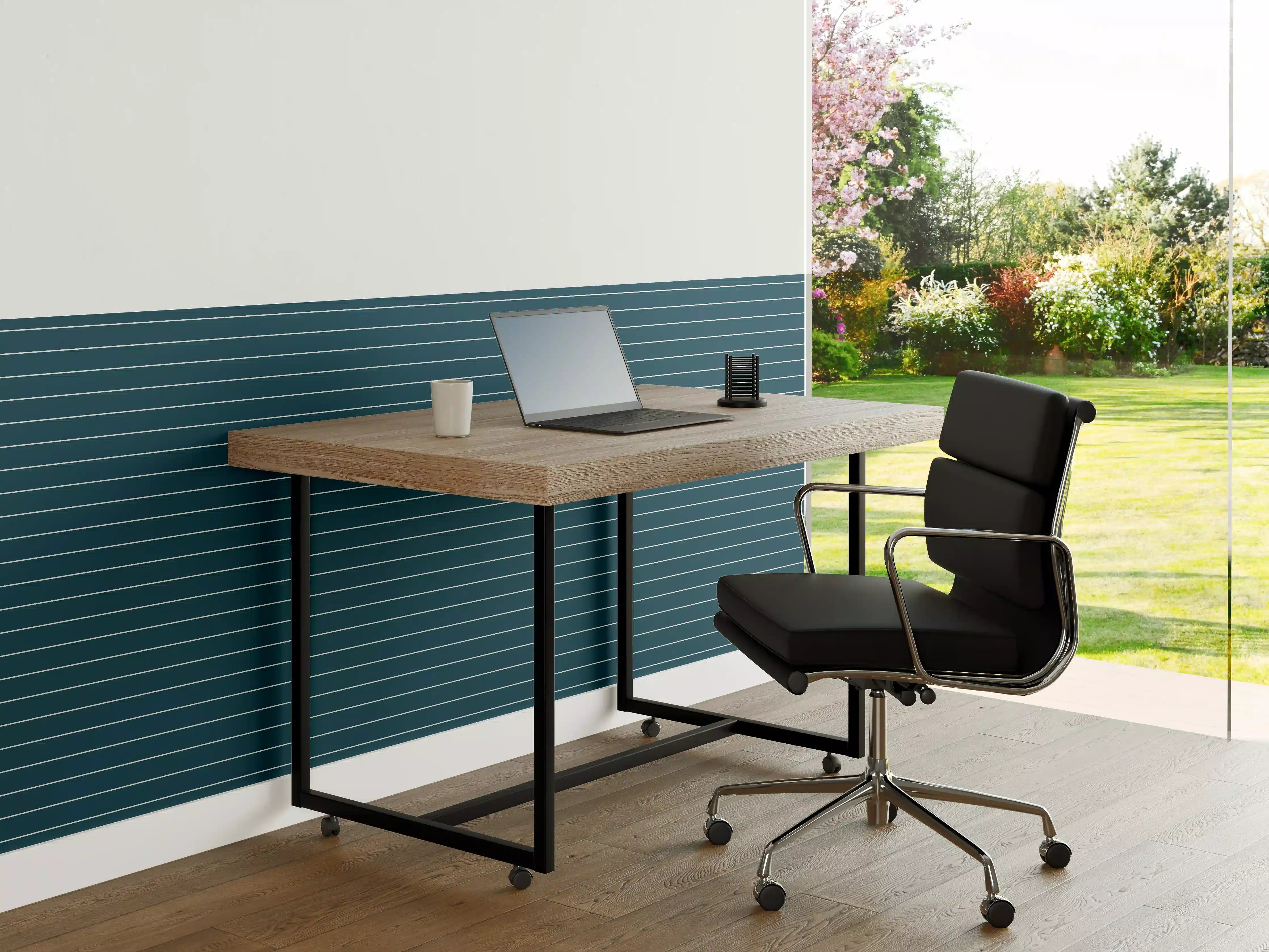 Büro Wandgestaltung - Blaue Linien-Designtapete