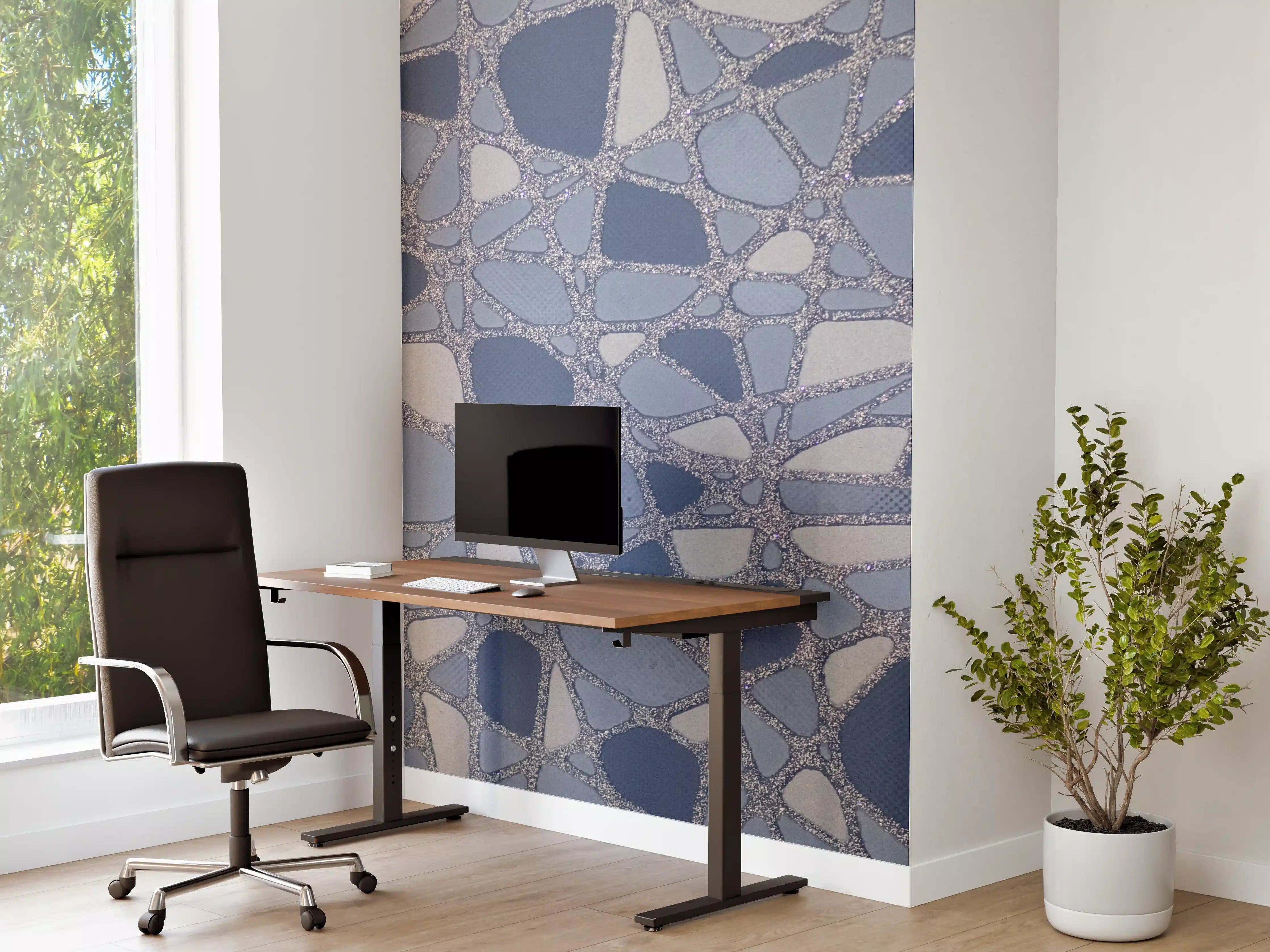 Büro Wandgestaltung - Blaue Mosaikfliesen mit grauen Akzenten