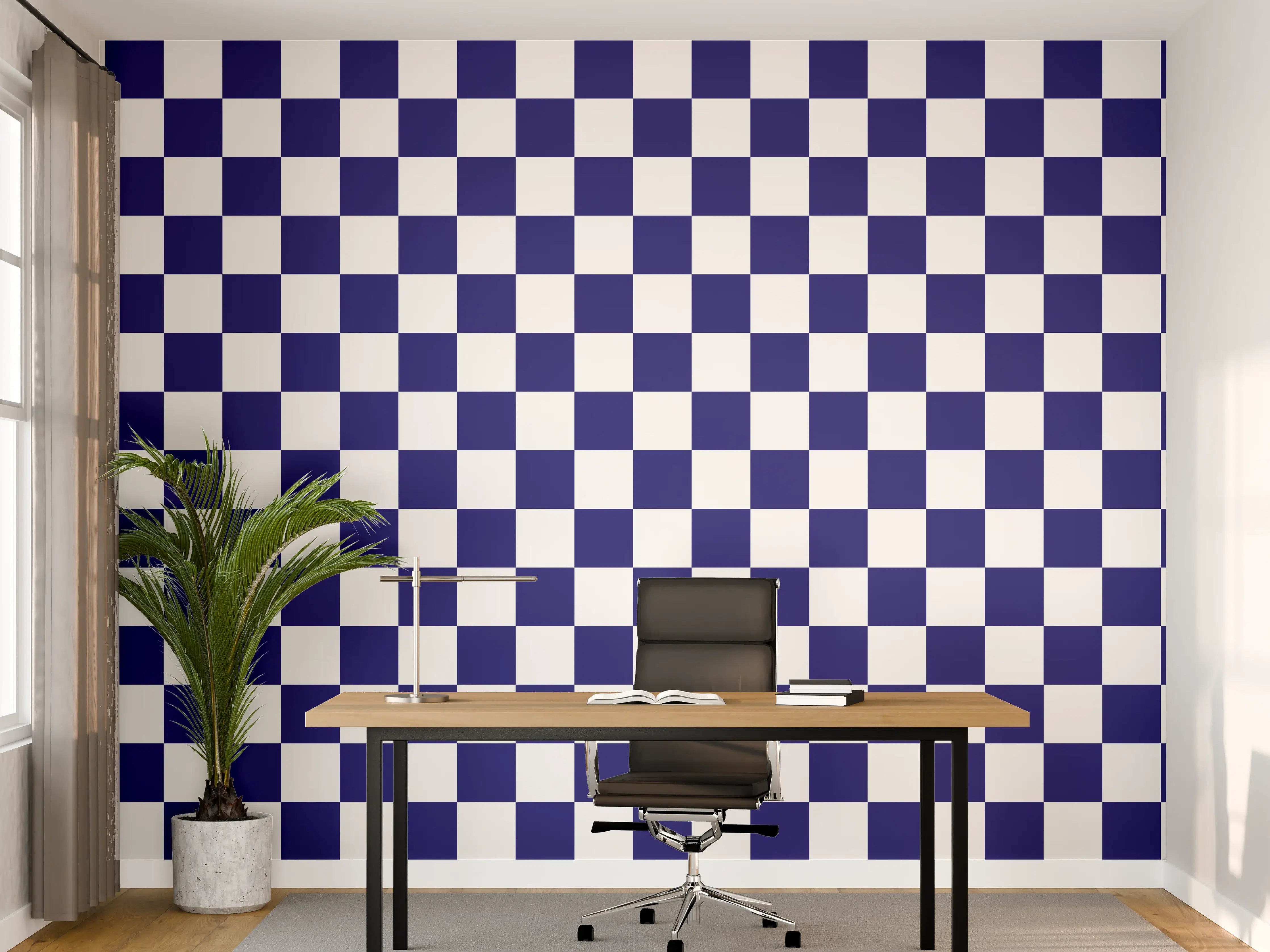 Büro Wandgestaltung - Blaue Retro-Muster Fliesen