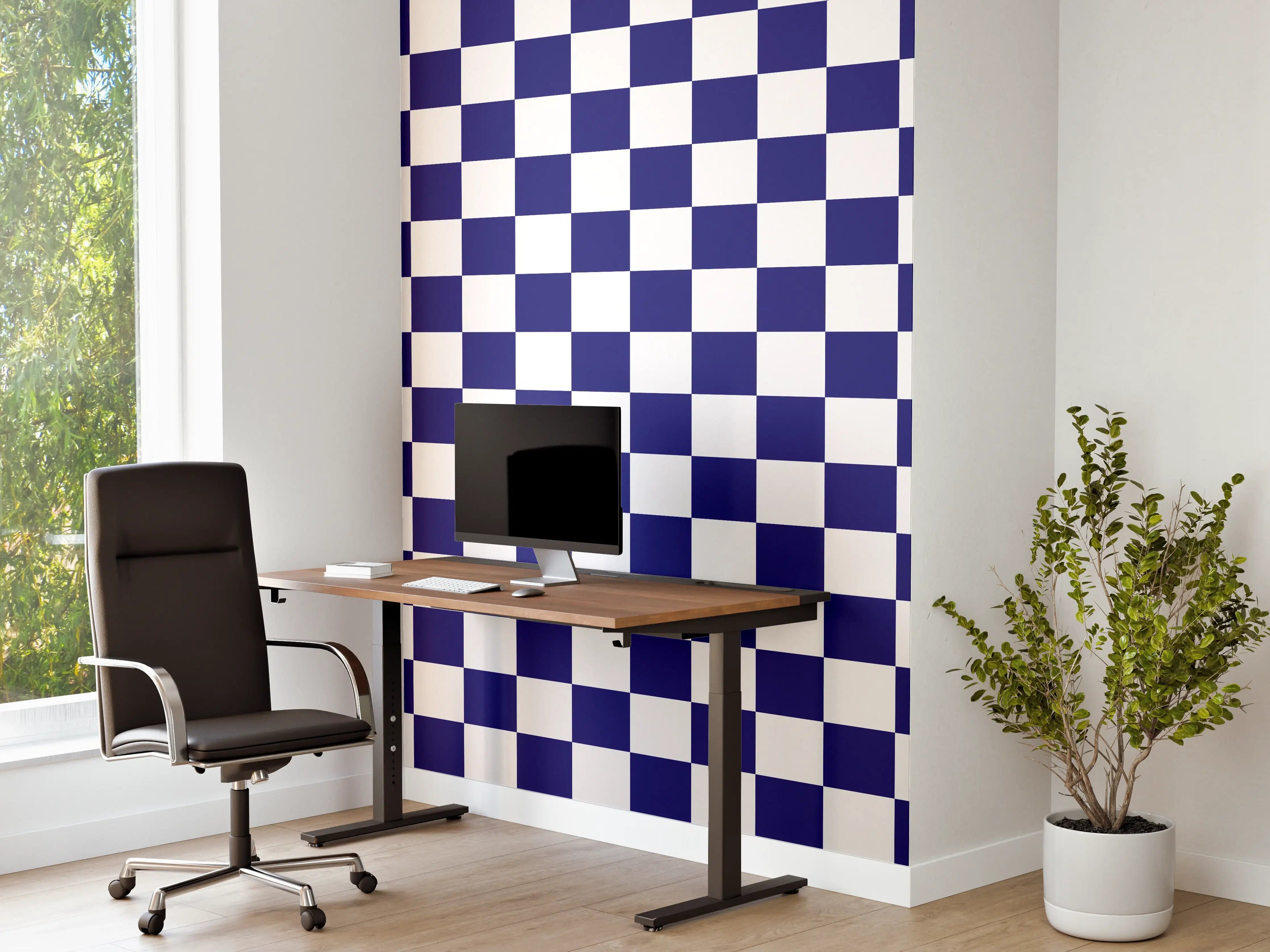 Büro Wandgestaltung - Blaue Retro-Muster Fliesen