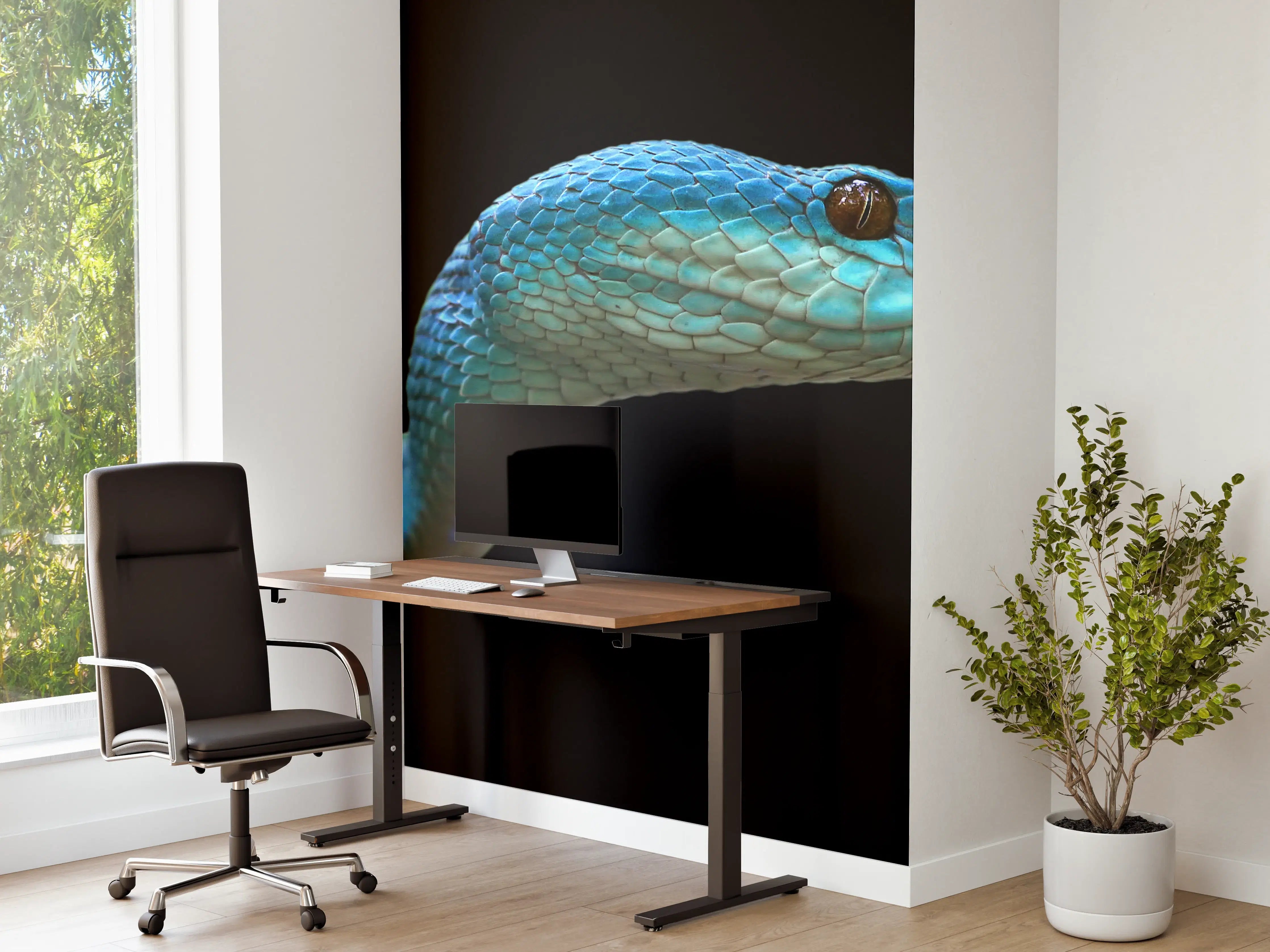 Büro Wandgestaltung - Blaue Vipernschlange Nahaufnahme