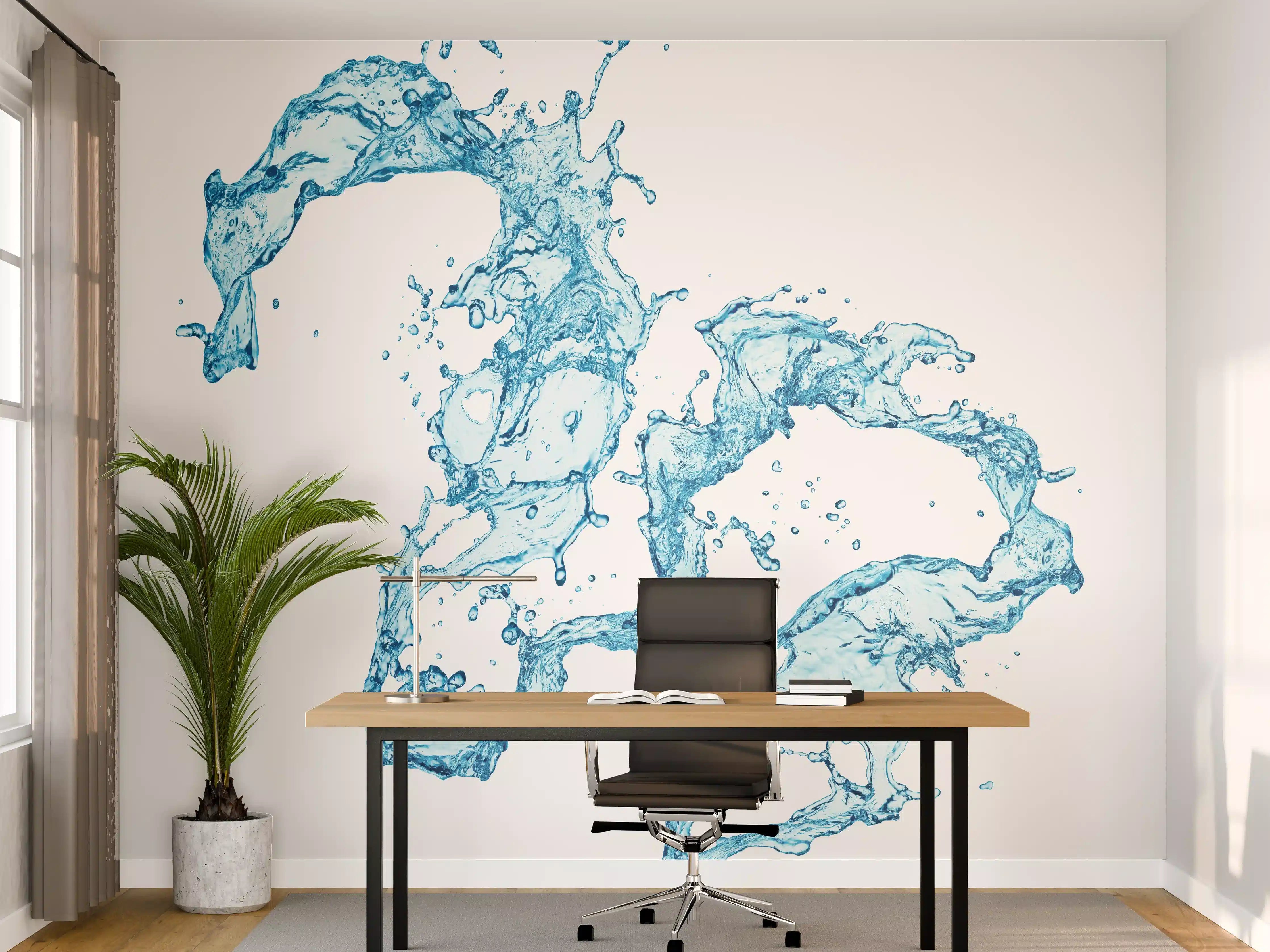 Büro Wandgestaltung - Blaue Wasser Spritzer weißer Hintergrund
