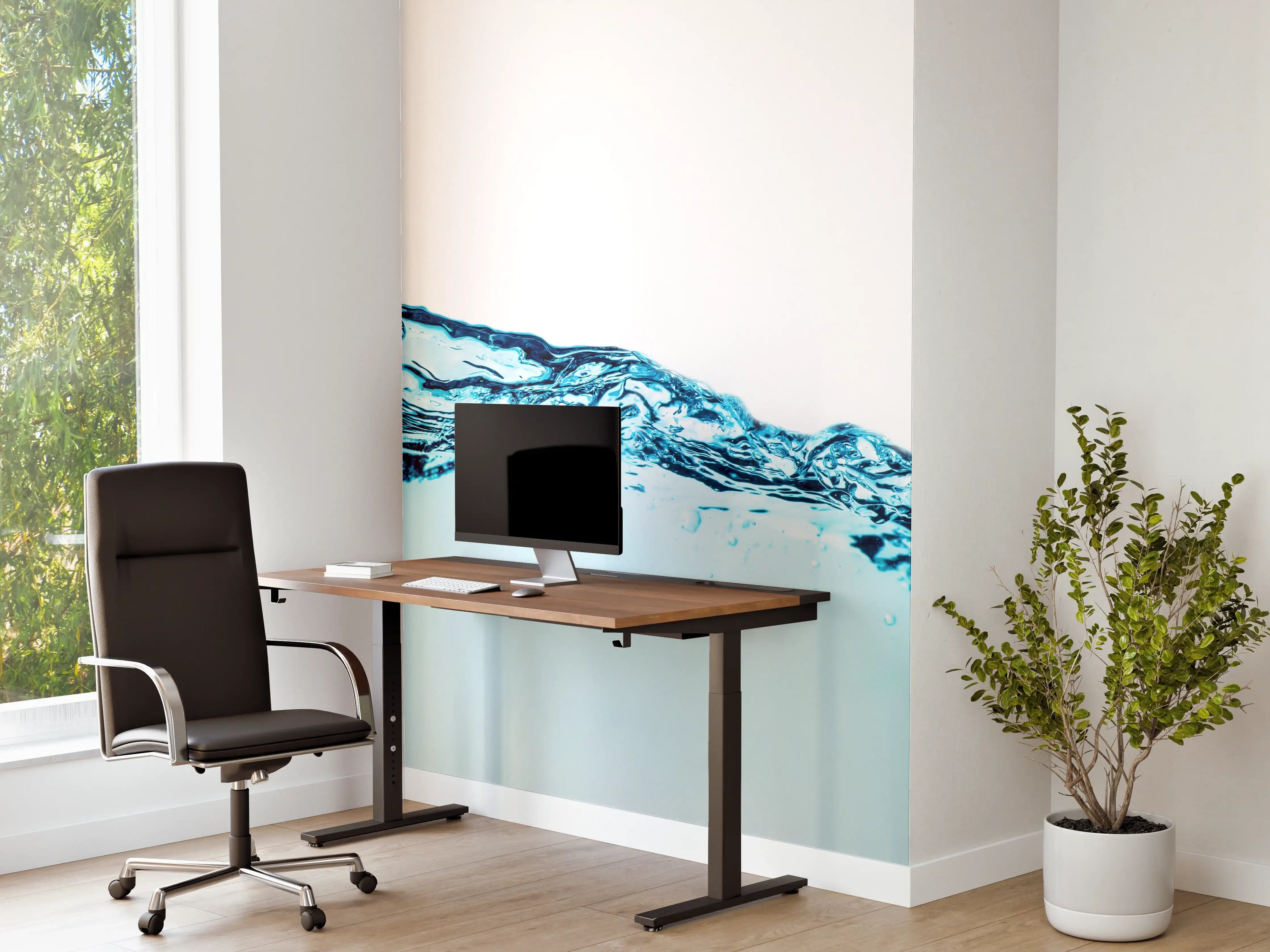 Büro Wandgestaltung - Blaue Wasserwelle mit Bläschen