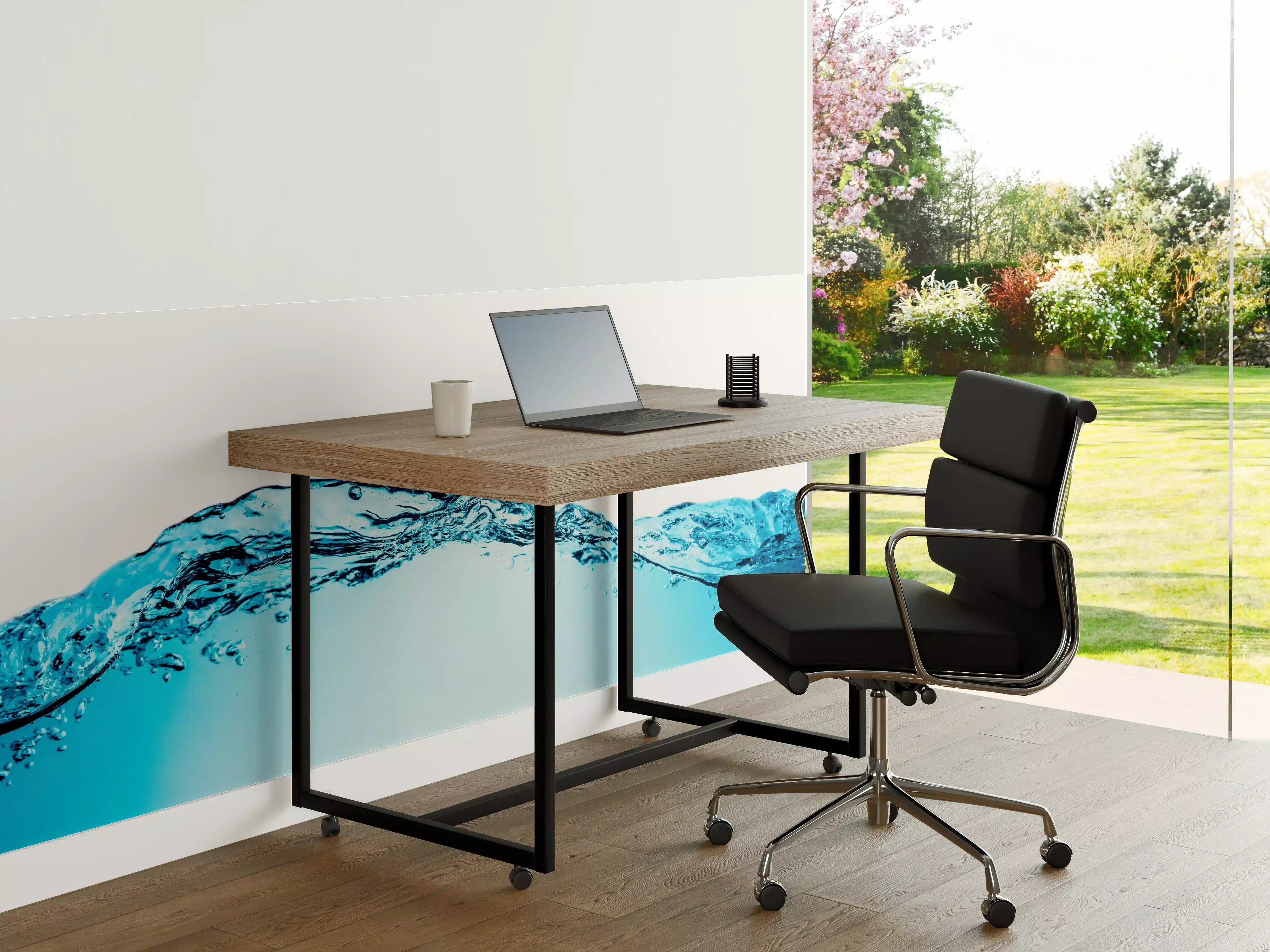 Büro Wandgestaltung - Blaue Wasserwelle mit Bläschen