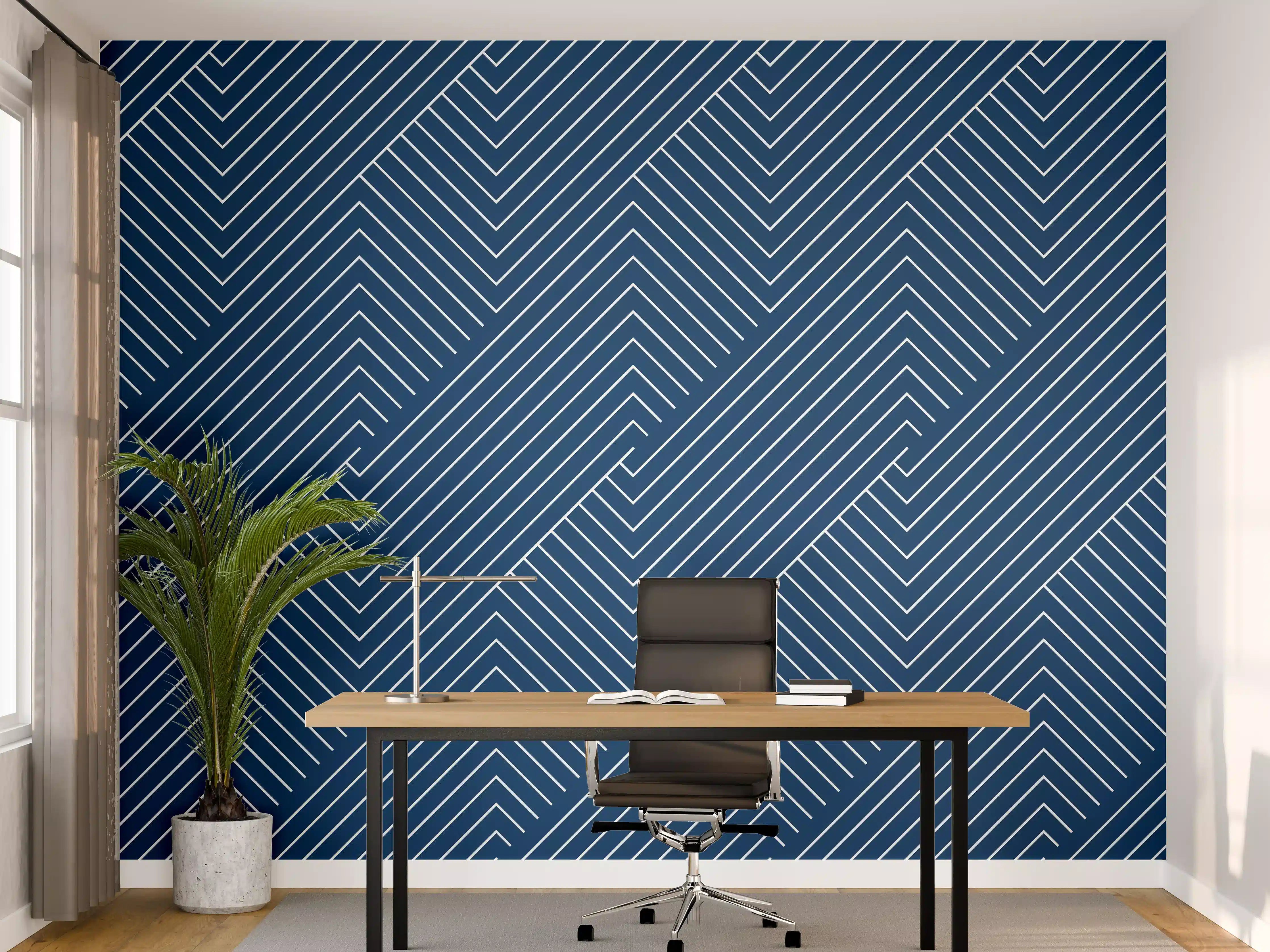 Büro Wandgestaltung - Blaue geometrische Wandgestaltung