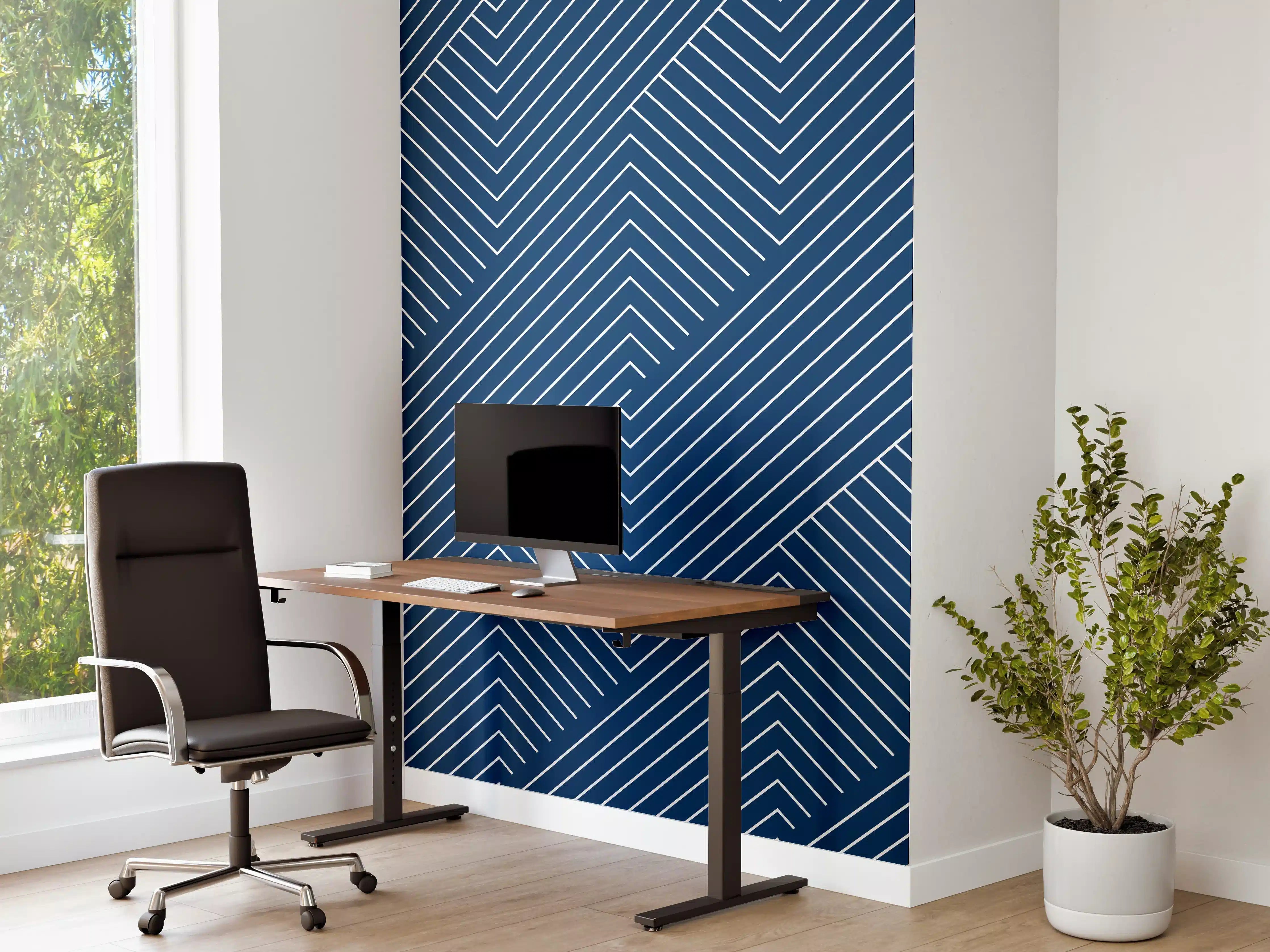 Büro Wandgestaltung - Blaue geometrische Wandgestaltung
