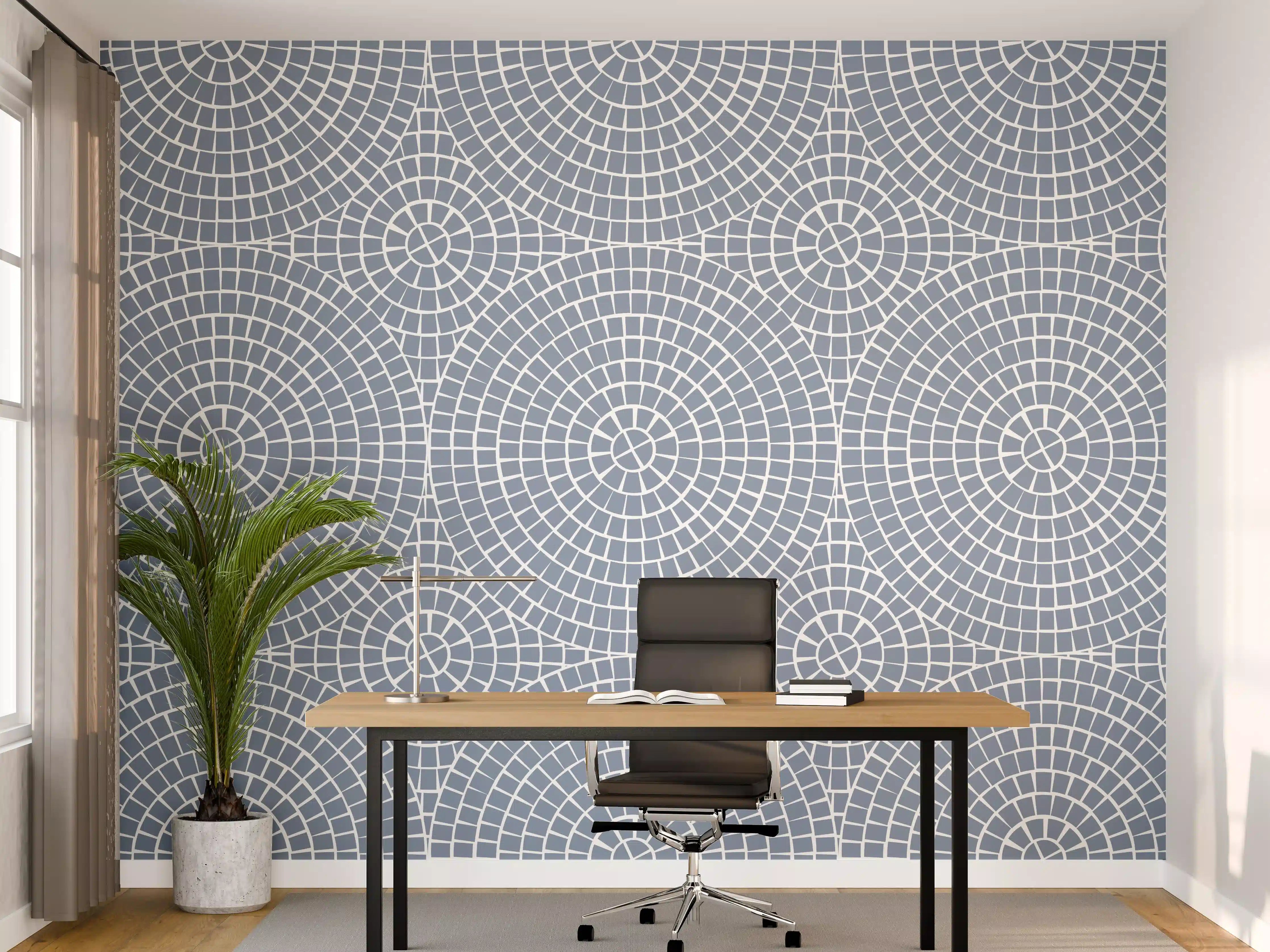 Büro Wandgestaltung - Blaues Mosaik-Design