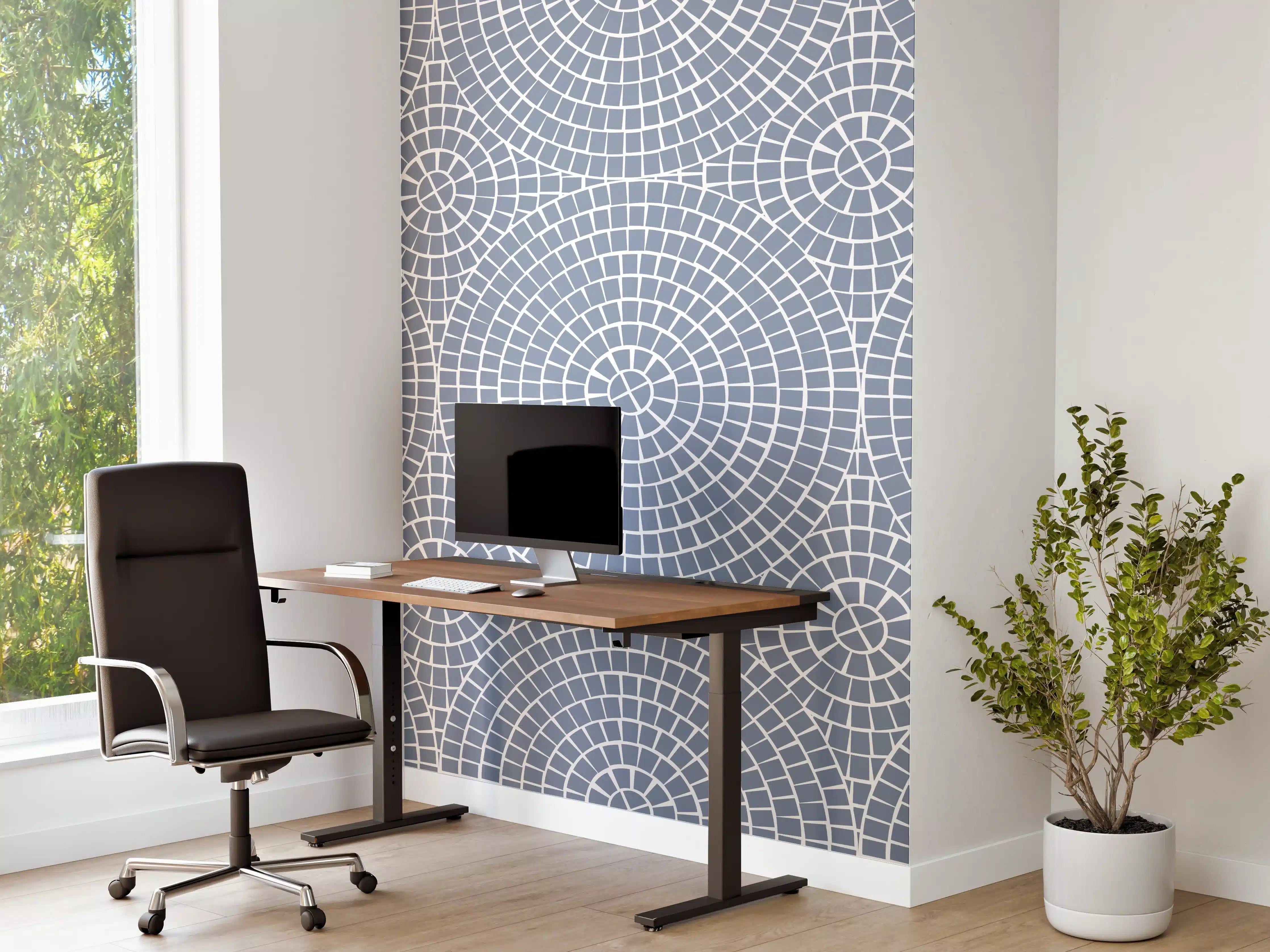 Büro Wandgestaltung - Blaues Mosaik-Design
