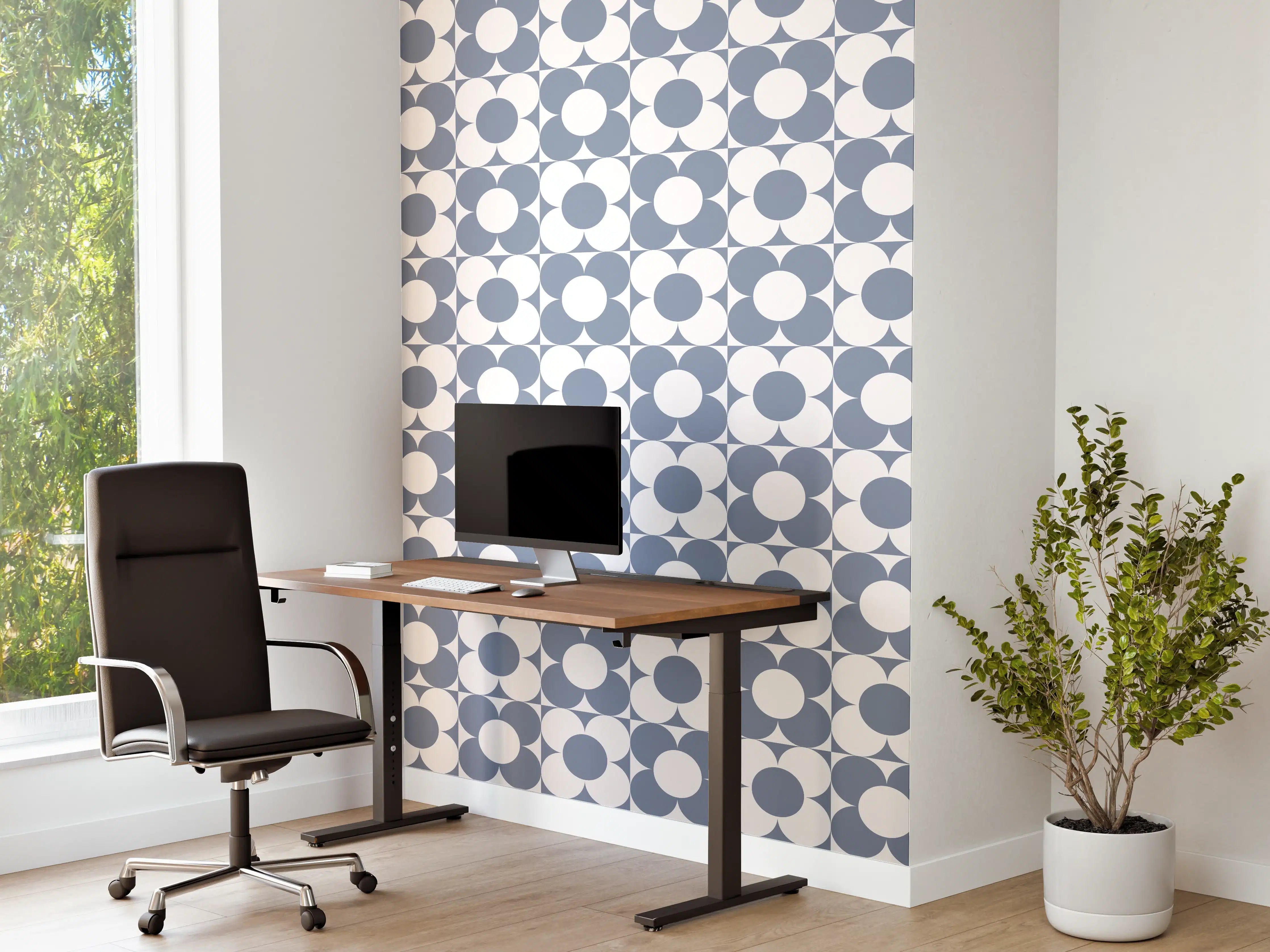 Büro Wandgestaltung - Blaues Retro-Muster