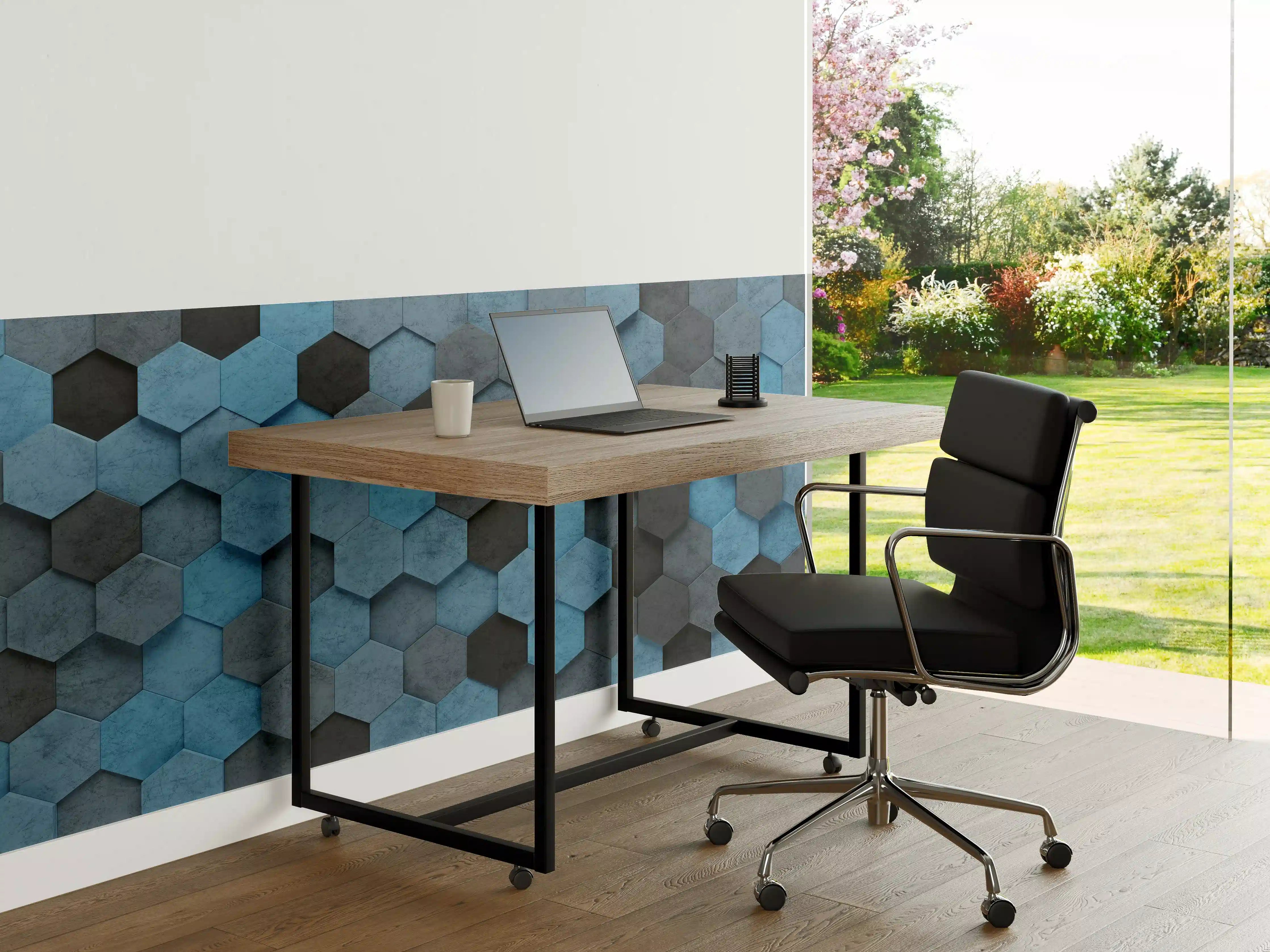 Büro Wandgestaltung - Blaues Sechseck 3D Muster