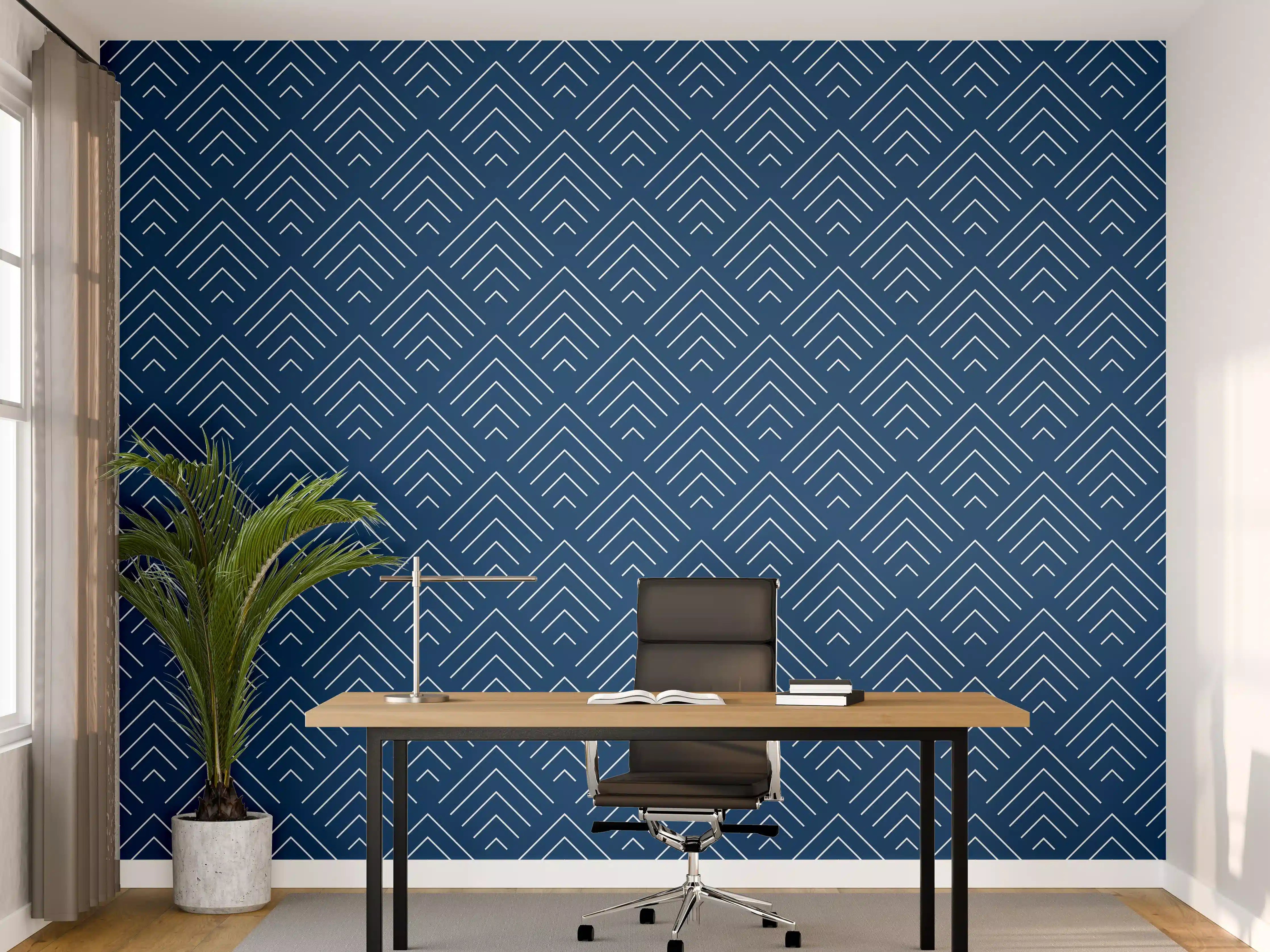 Büro Wandgestaltung - Blaues Symmetrie-Muster