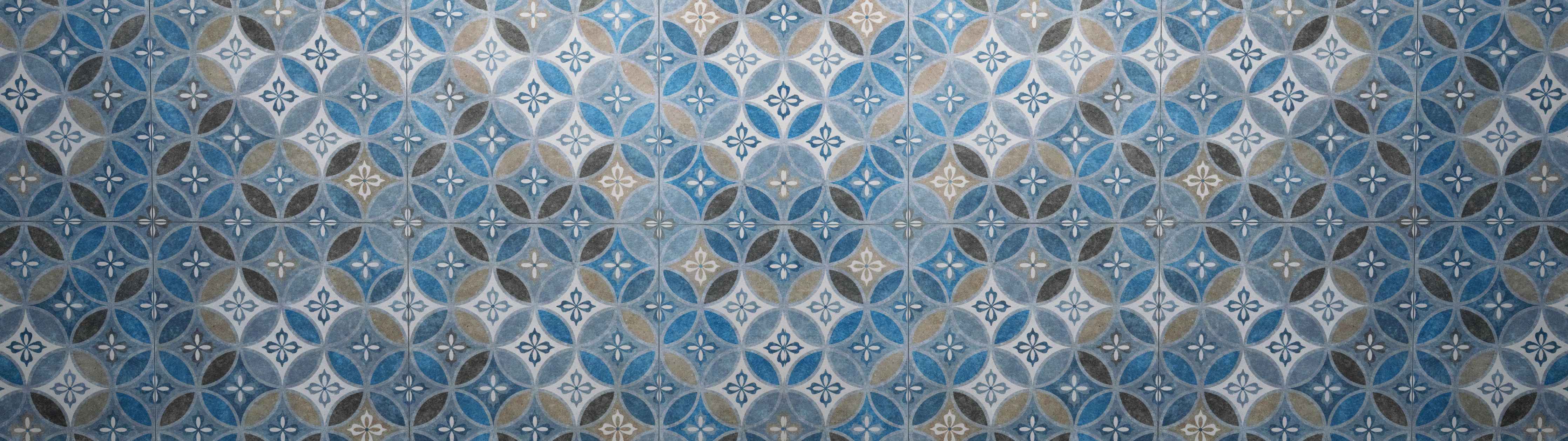 Büro Wandgestaltung-Blaues Vintage Mosaik