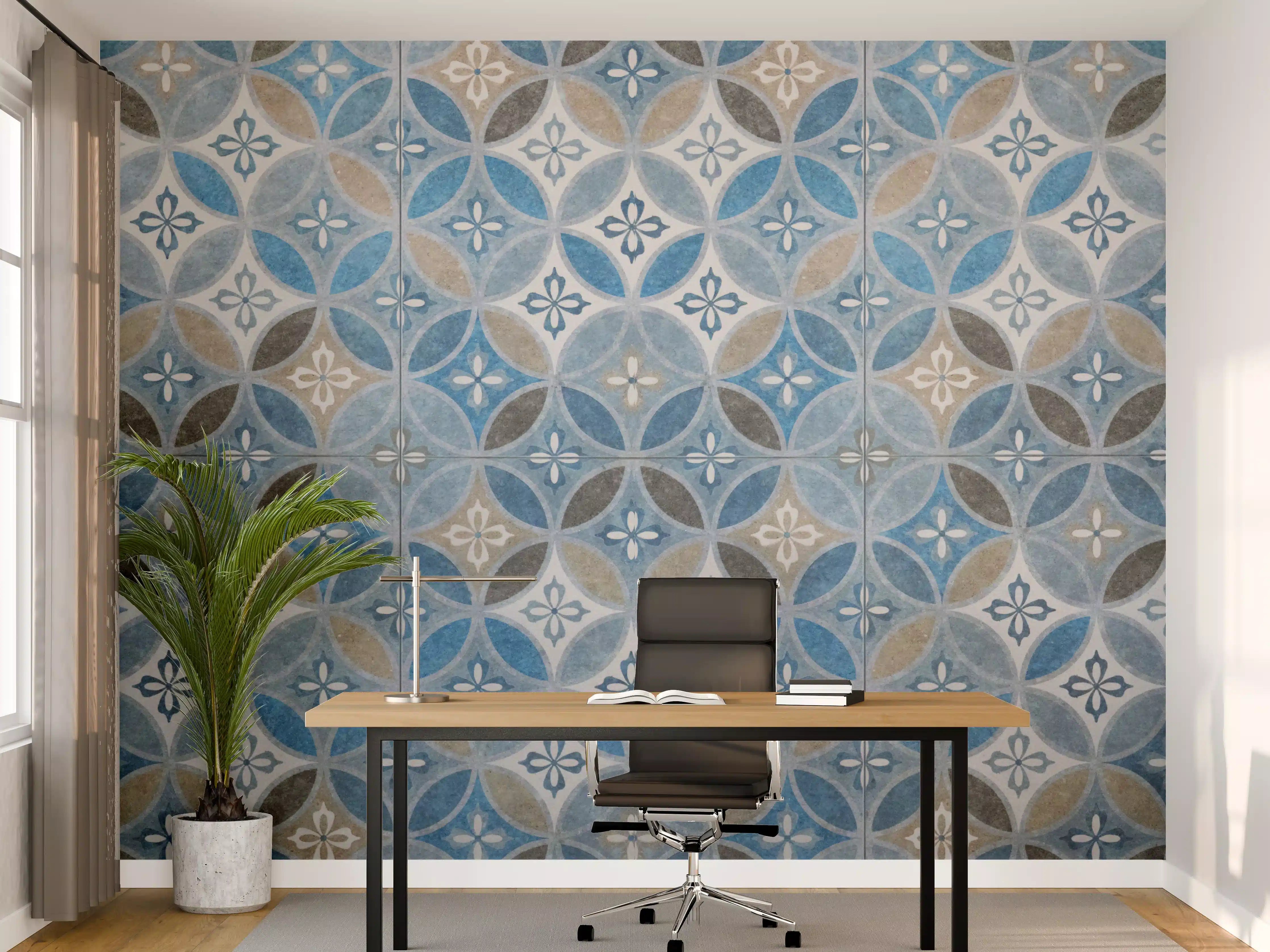 Büro Wandgestaltung - Blaues Vintage Mosaik