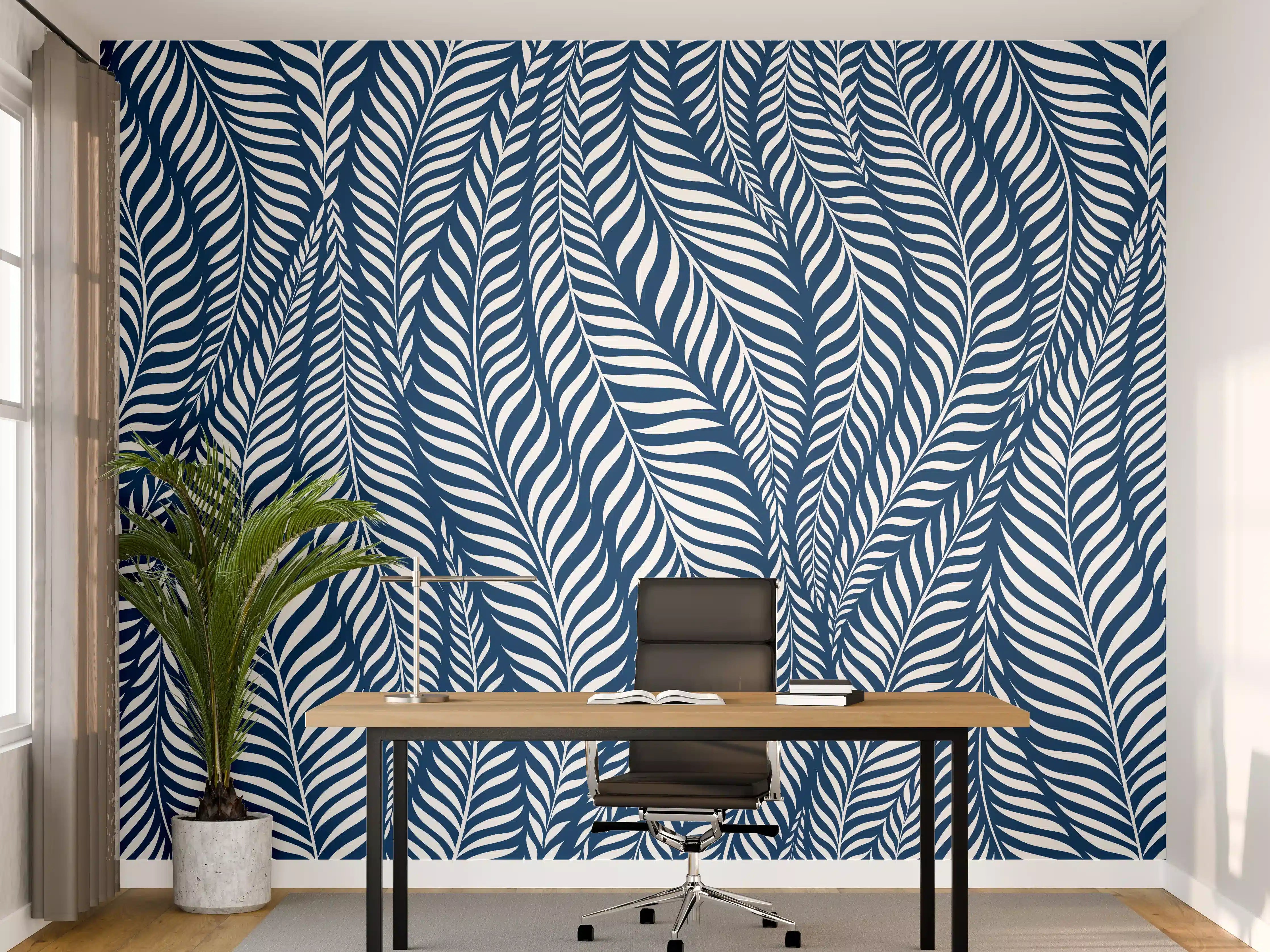 Büro Wandgestaltung - Blaues Wellenmuster