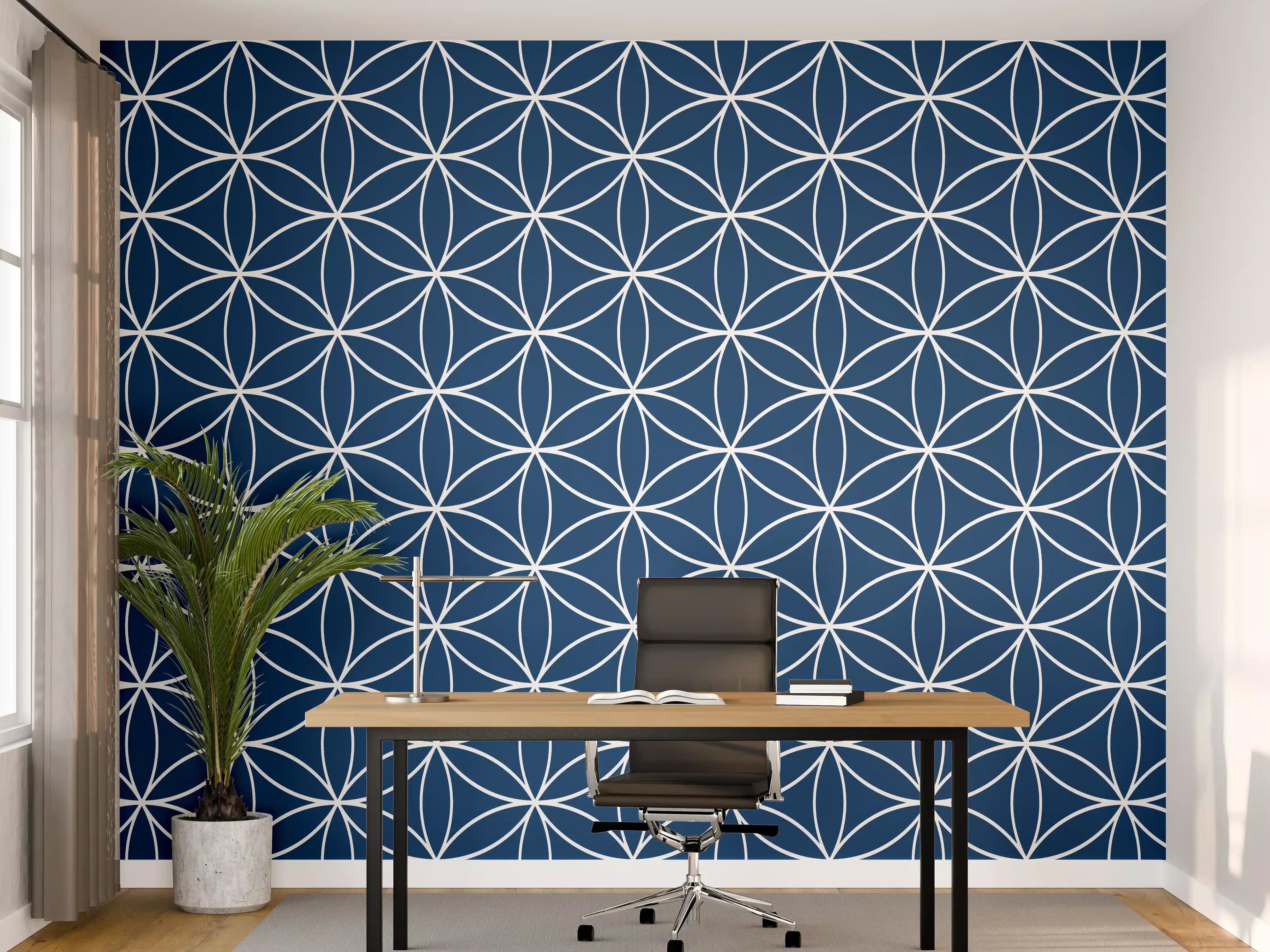 Büro Wandgestaltung - Blaues geometrisches Muster in Raumgestaltung