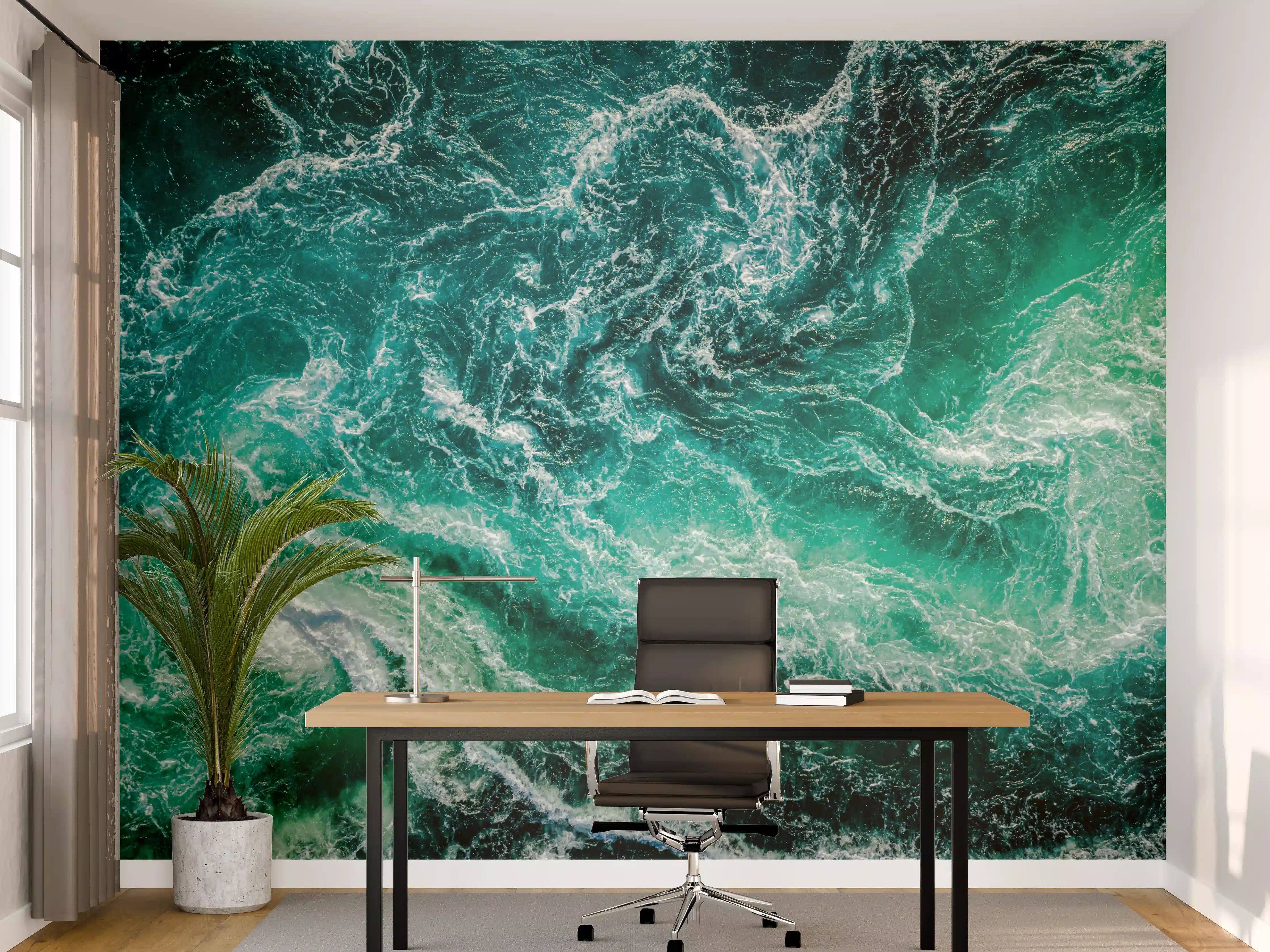 Büro Wandgestaltung - Blaugrüne Meereswellen